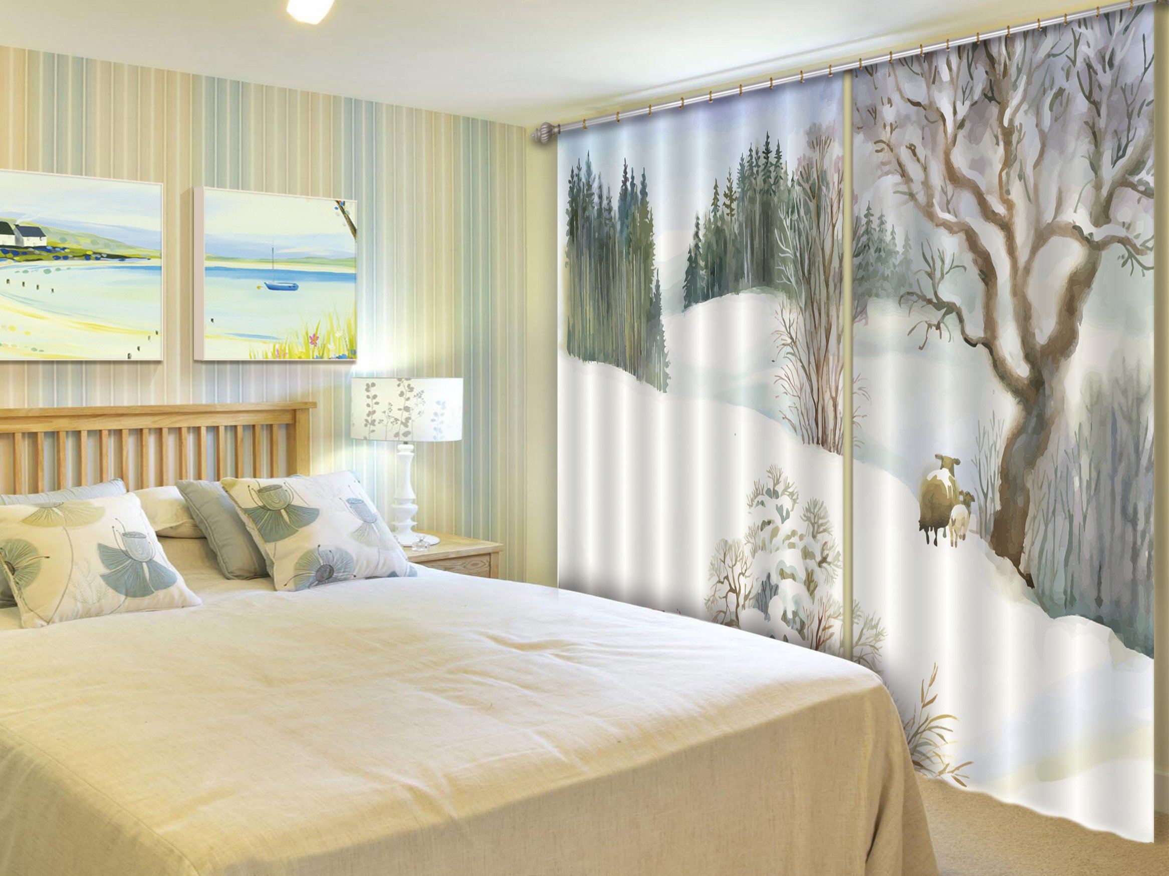 3D Snow Field Animals 581 Curtains Drapes Wallpaper AJ Wallpaper 