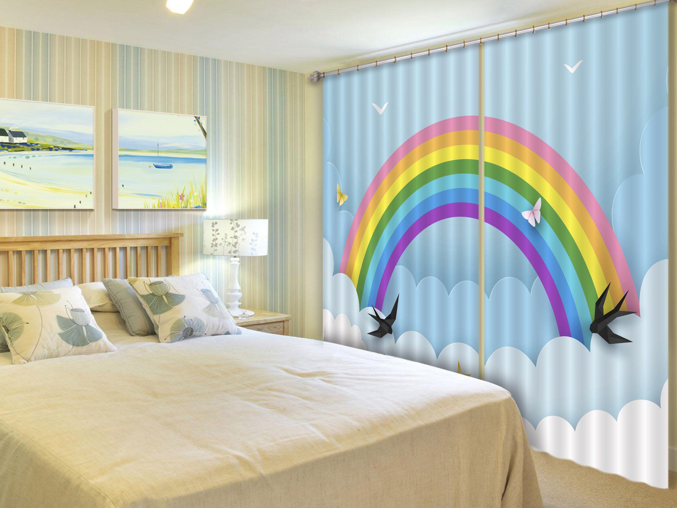 3D Beautiful Rainbow 792 Curtains Drapes Wallpaper AJ Wallpaper 