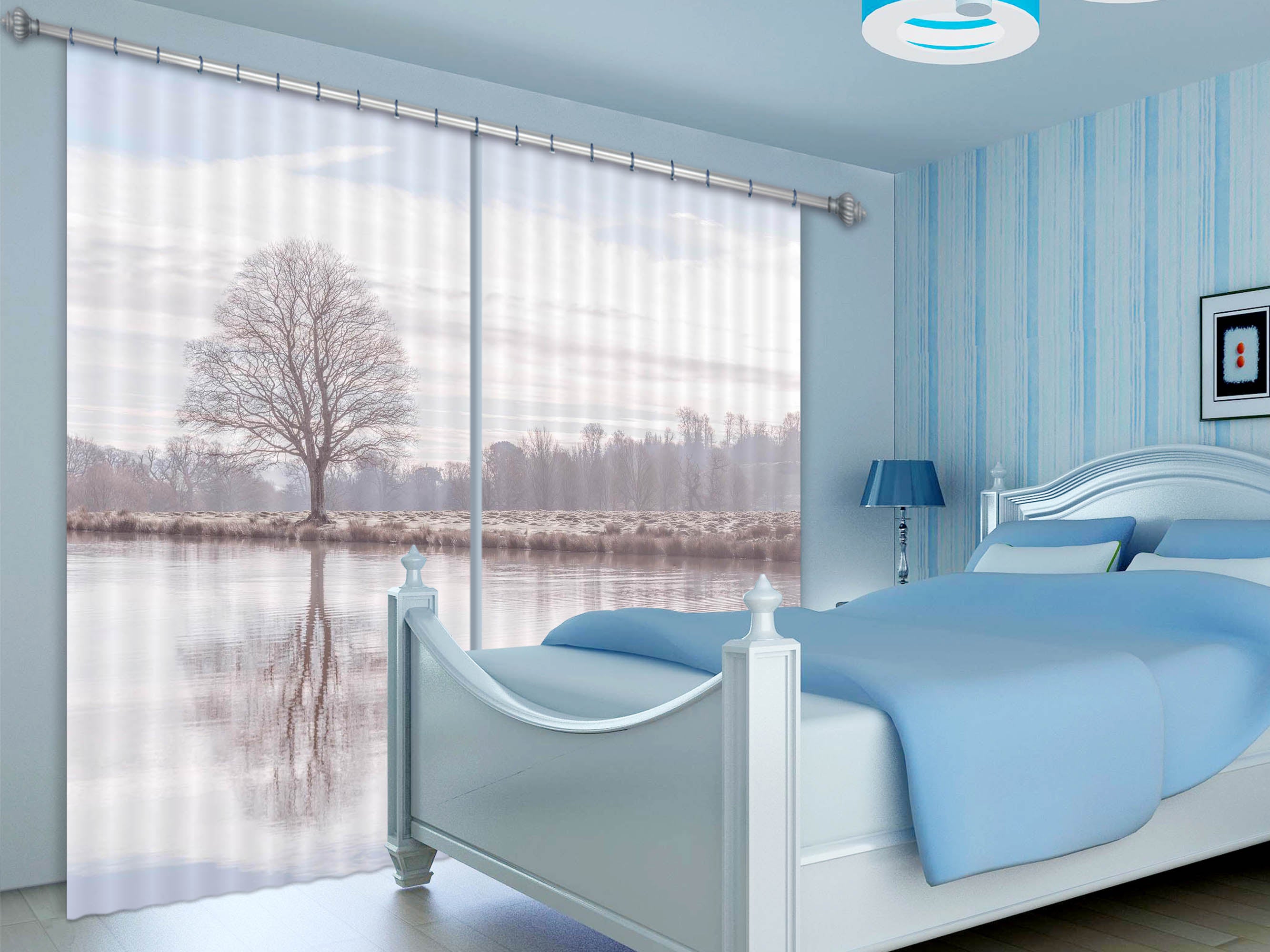 3D Grey Tree 6339 Assaf Frank Curtain Curtains Drapes