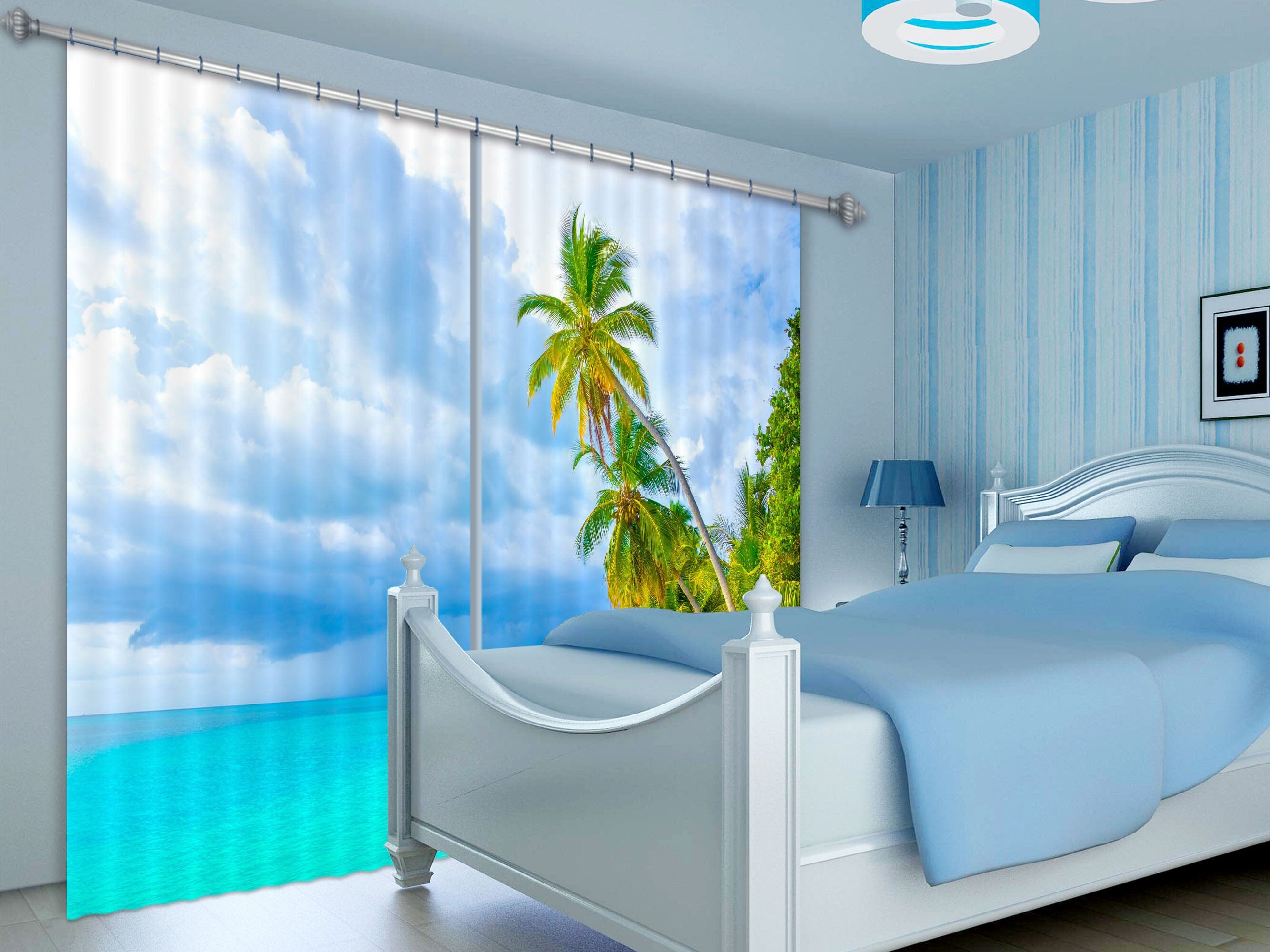3D Blue Sea 112 Curtains Drapes Wallpaper AJ Wallpaper 