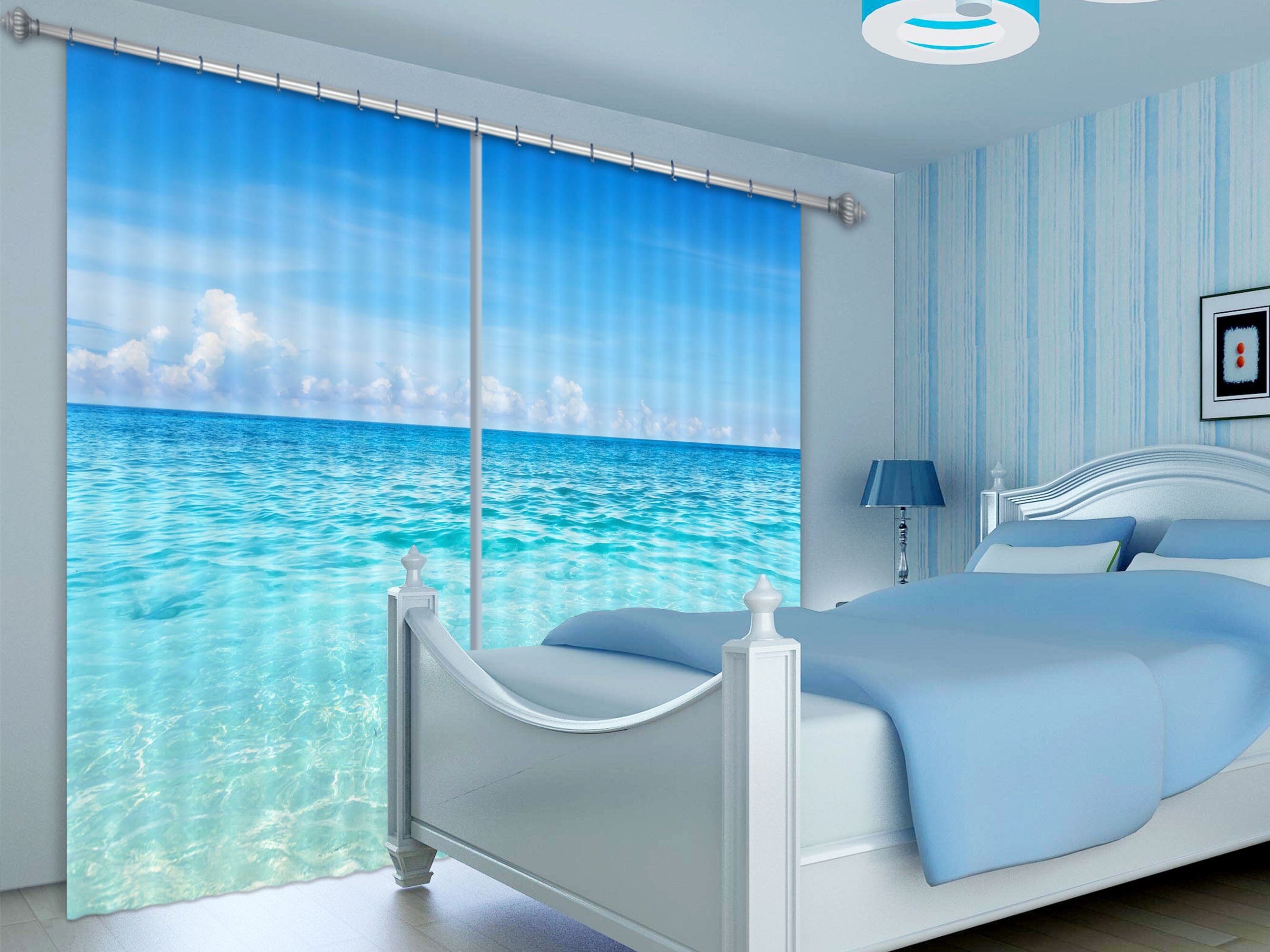 3D Blue Sea 104 Curtains Drapes Wallpaper AJ Wallpaper 