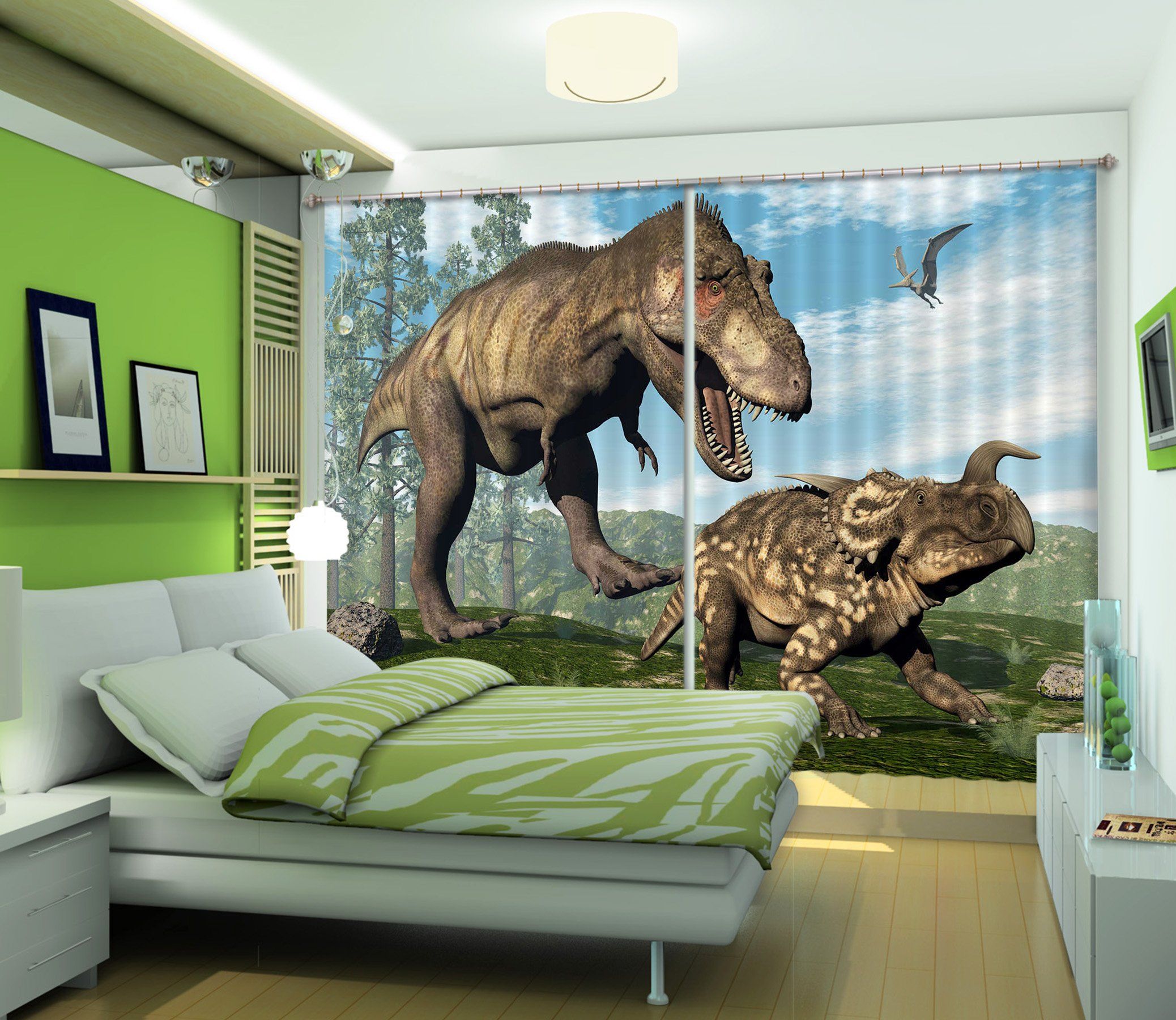 3D Tyrannosaurus Rex 126 Curtains Drapes Curtains AJ Creativity Home 