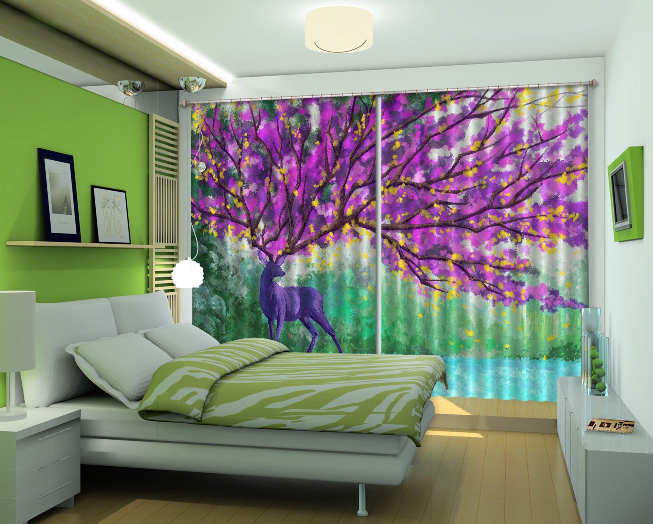 3D Animal Flowering Tree 518 Curtains Drapes Wallpaper AJ Wallpaper 