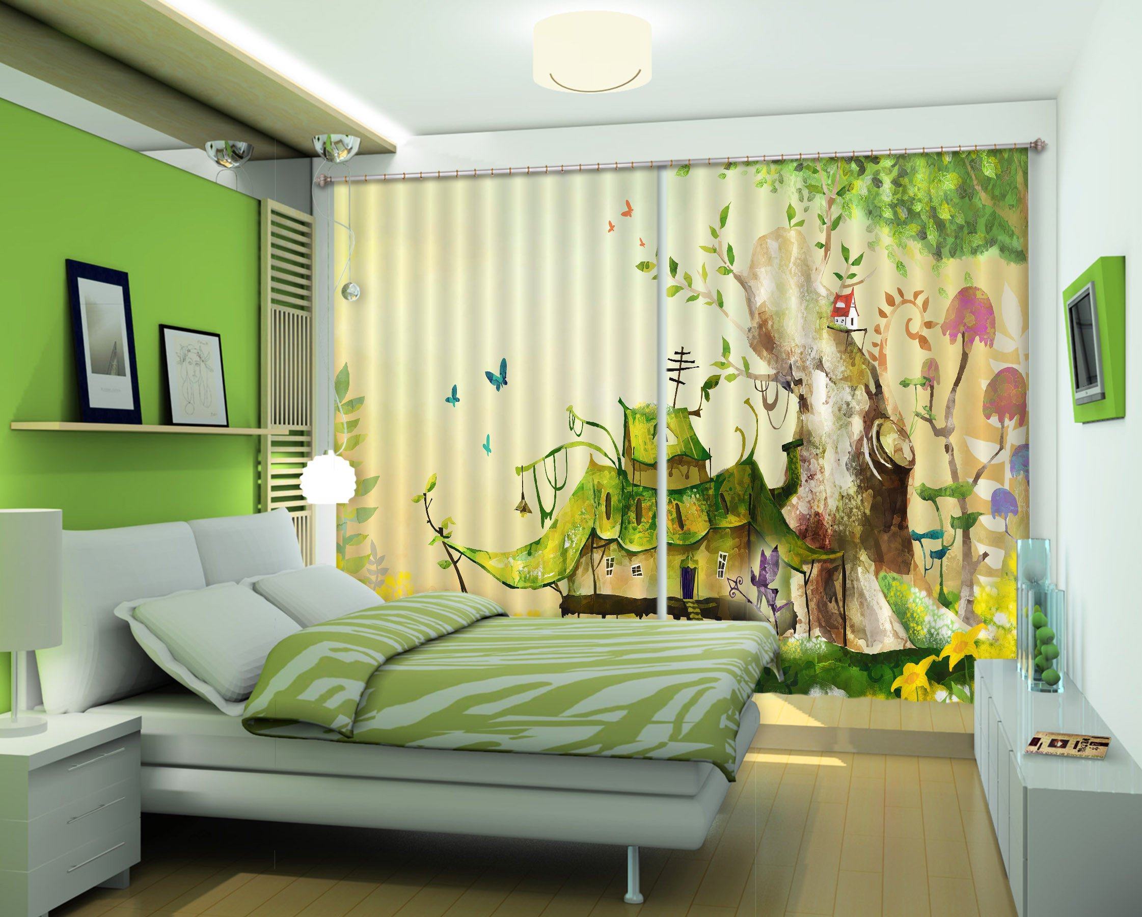 3D Lovely House 162 Curtains Drapes Wallpaper AJ Wallpaper 