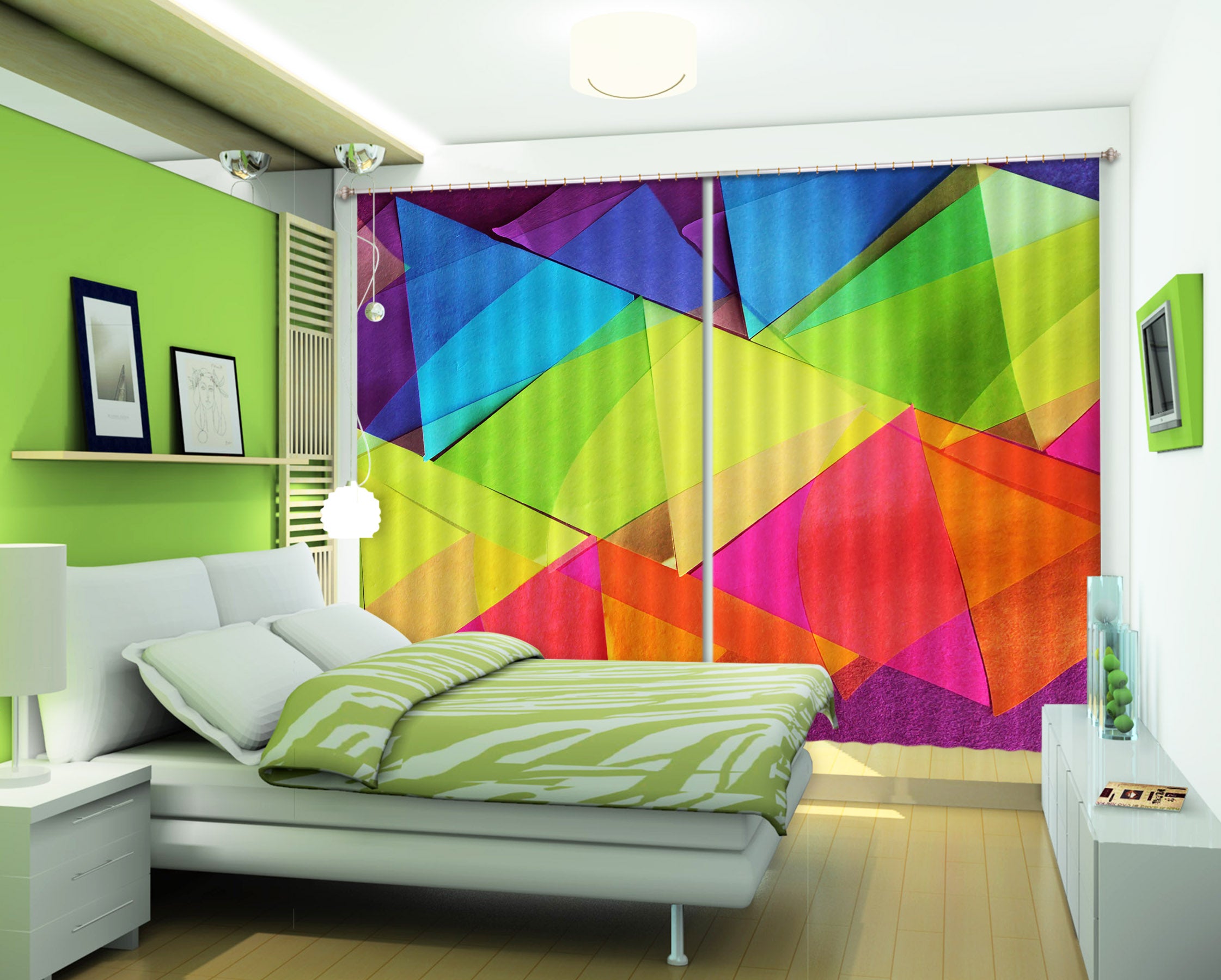 3D Colored Triangle 70092 Shandra Smith Curtain Curtains Drapes