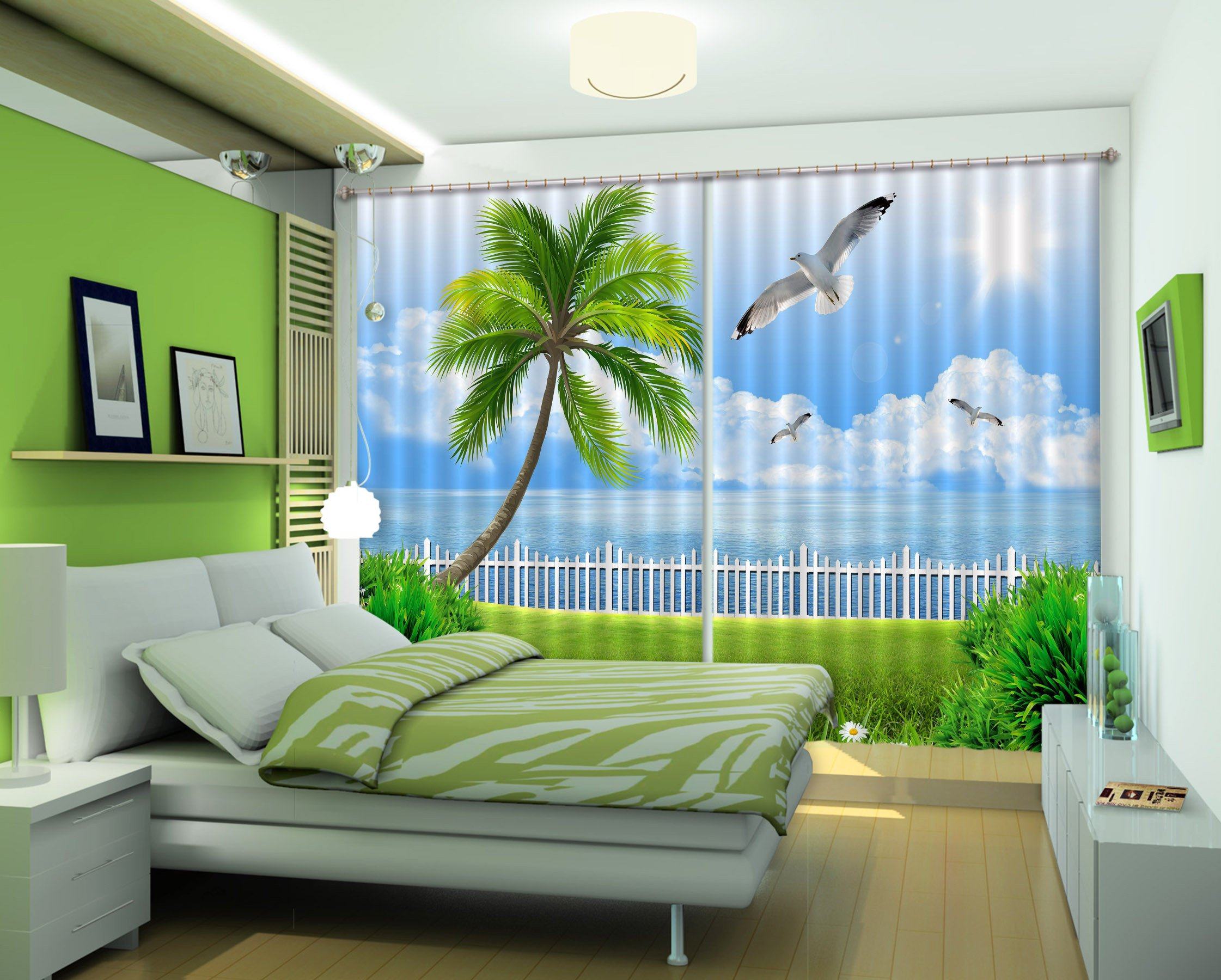 3D Seaside Grassland 41 Curtains Drapes Wallpaper AJ Wallpaper 