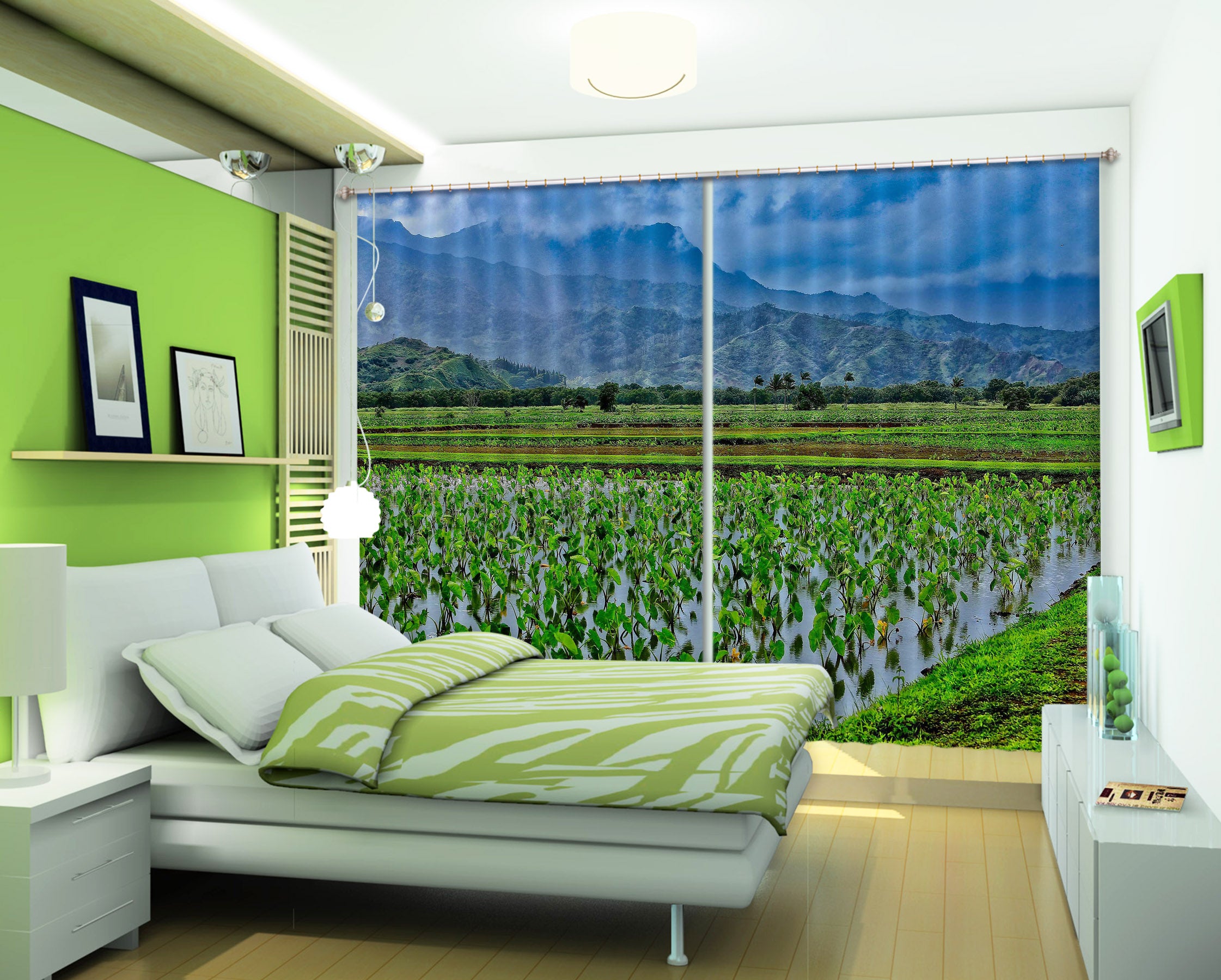 3D Taro Fields 11170 Kathy Barefield Curtain Curtains Drapes