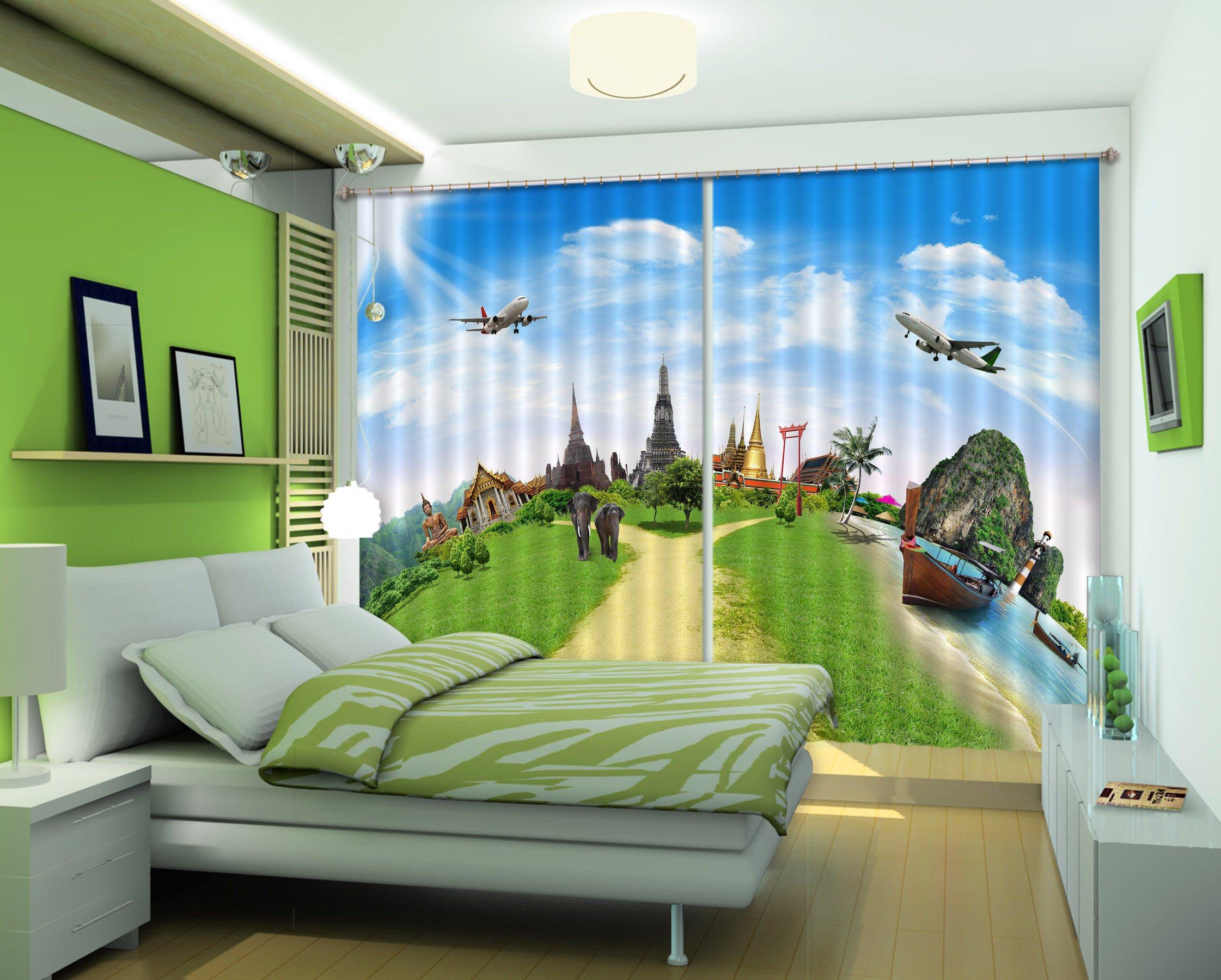 3D World Scenic Spots 470 Curtains Drapes Wallpaper AJ Wallpaper 