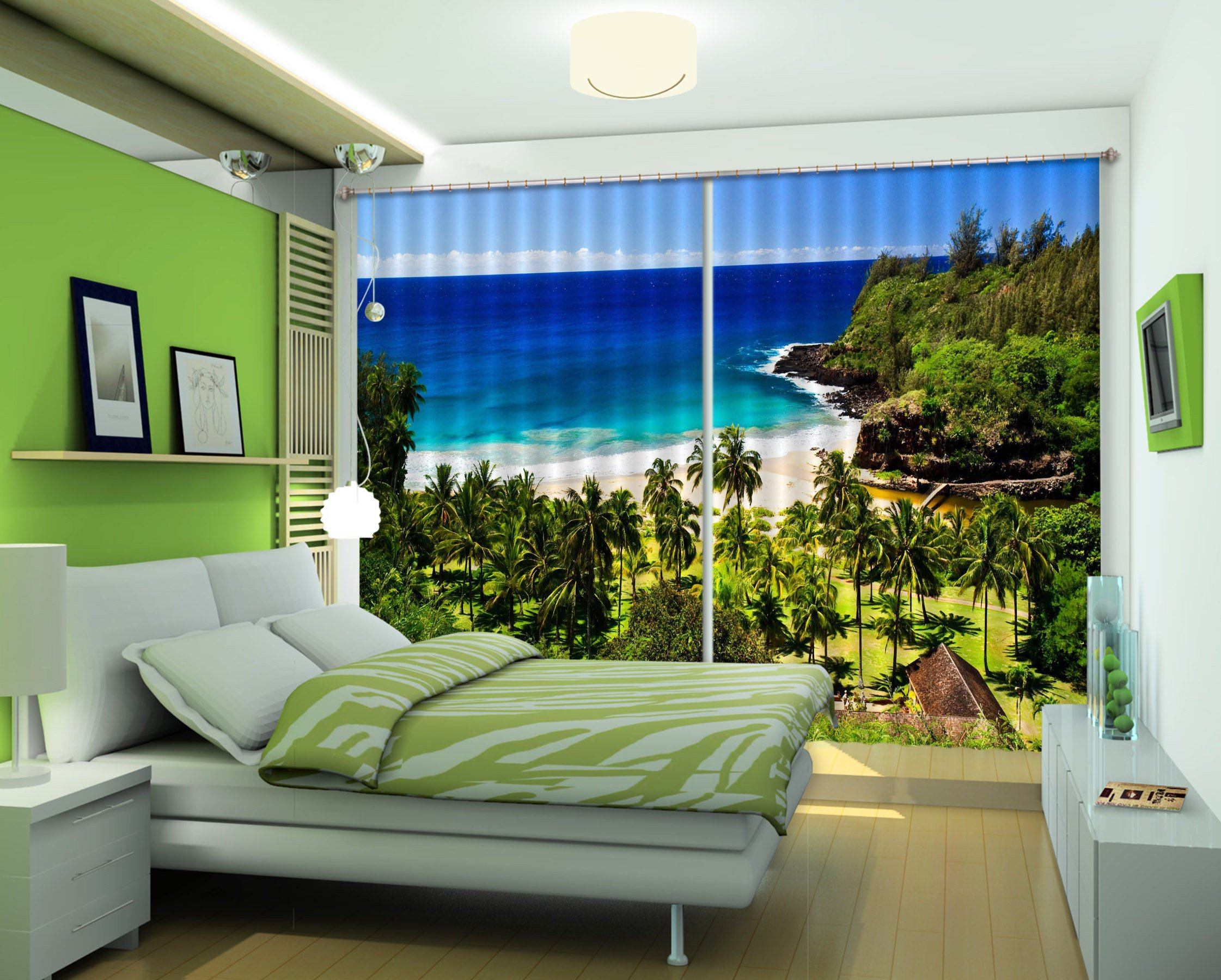 3D Seaside Scenery Curtains Drapes Wallpaper AJ Wallpaper 