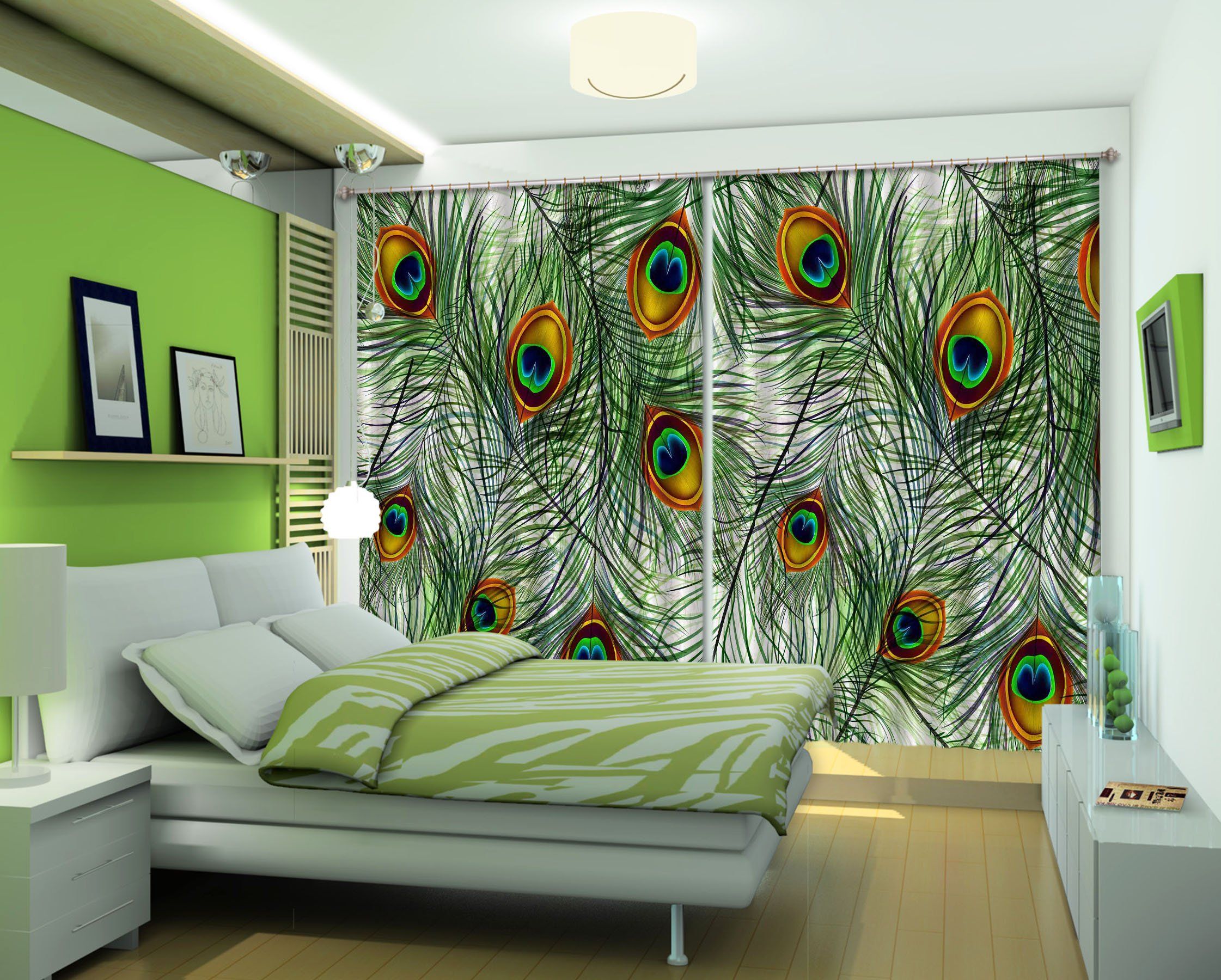 3D Peacock Tail Feathers 2348 Curtains Drapes Wallpaper AJ Wallpaper 