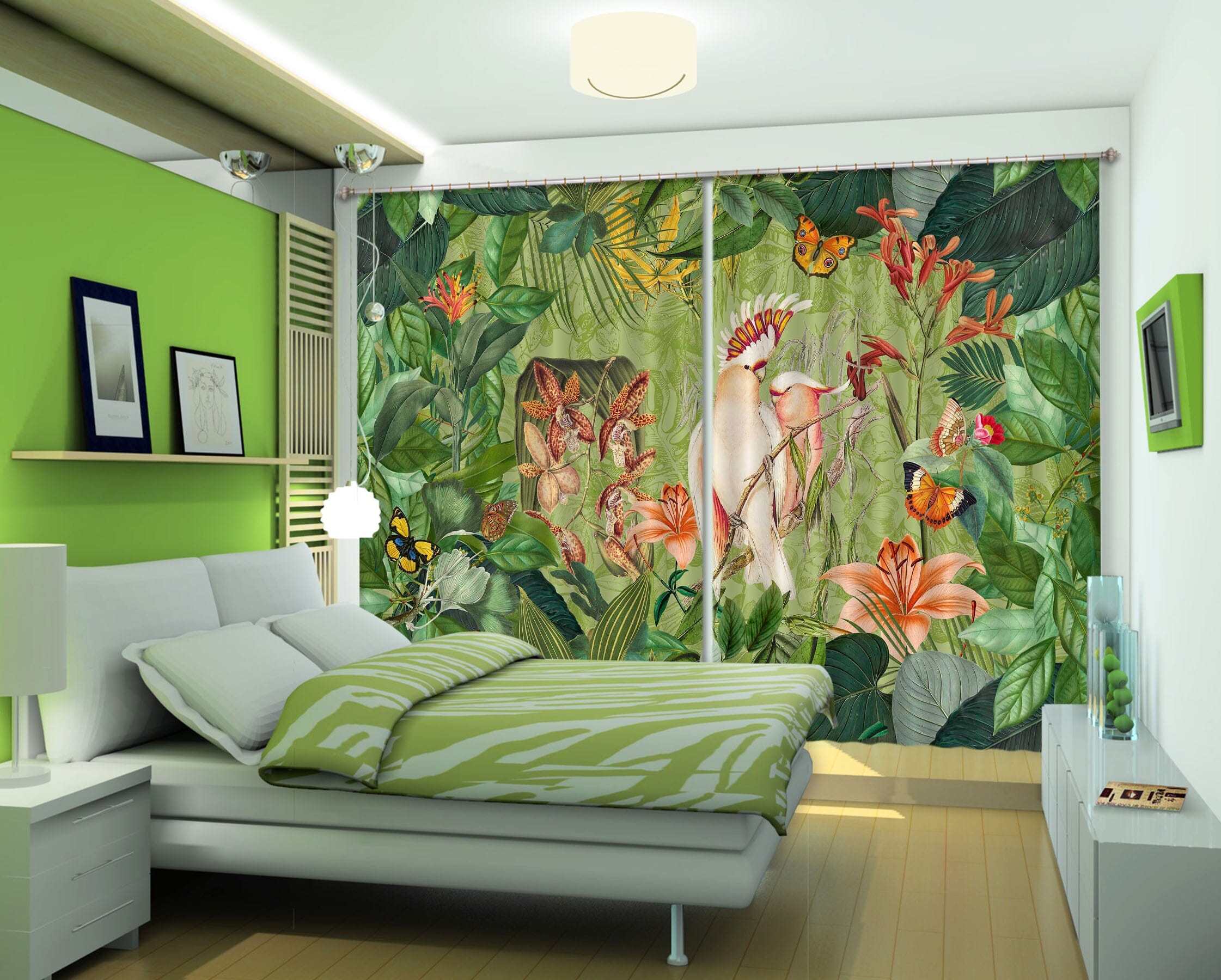 3D Cockatoos And Butterflies 049 Andrea haase Curtain Curtains Drapes Curtains AJ Creativity Home 