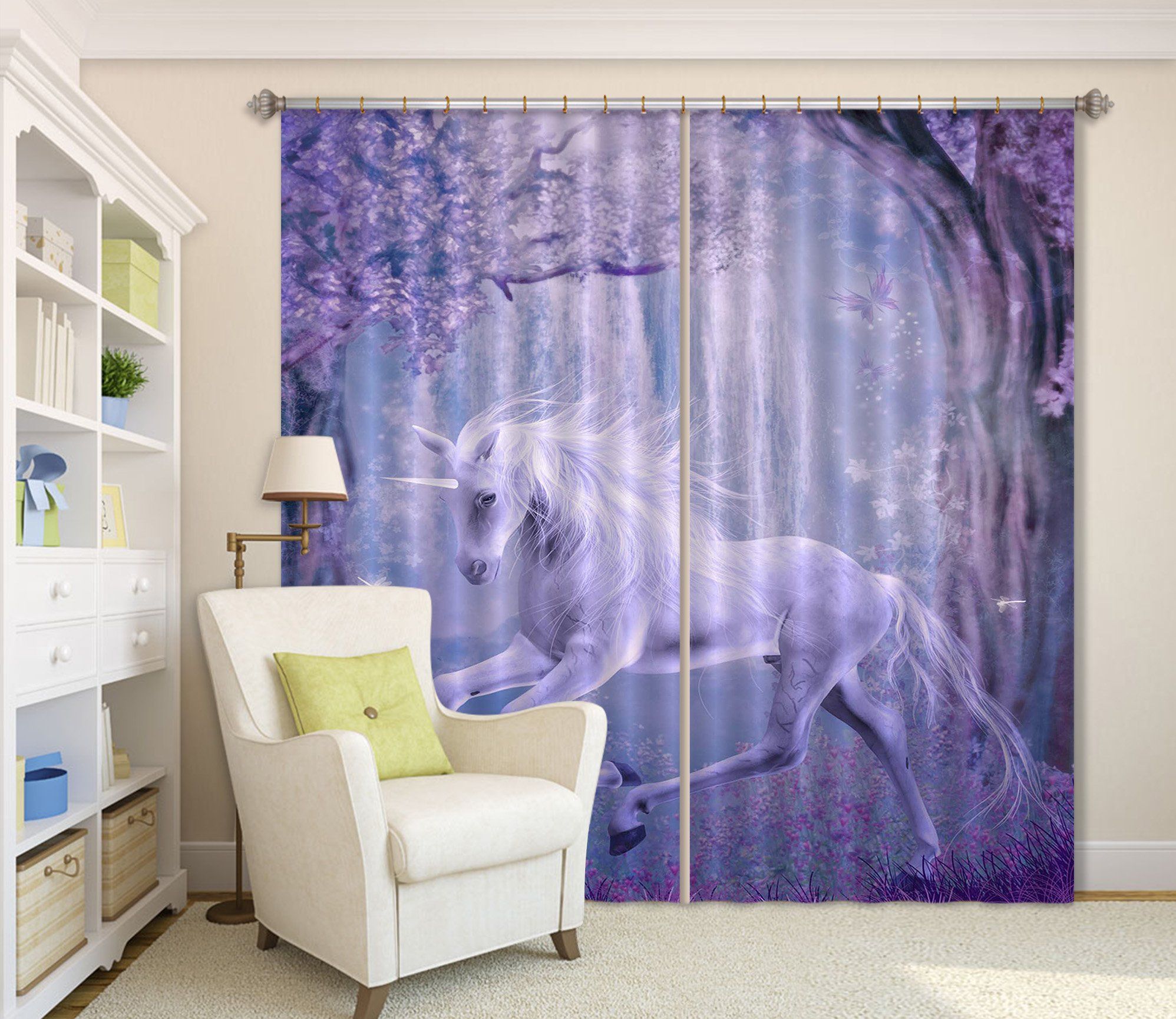 3D Dream Unicorn 082 Curtains Drapes Curtains AJ Creativity Home 