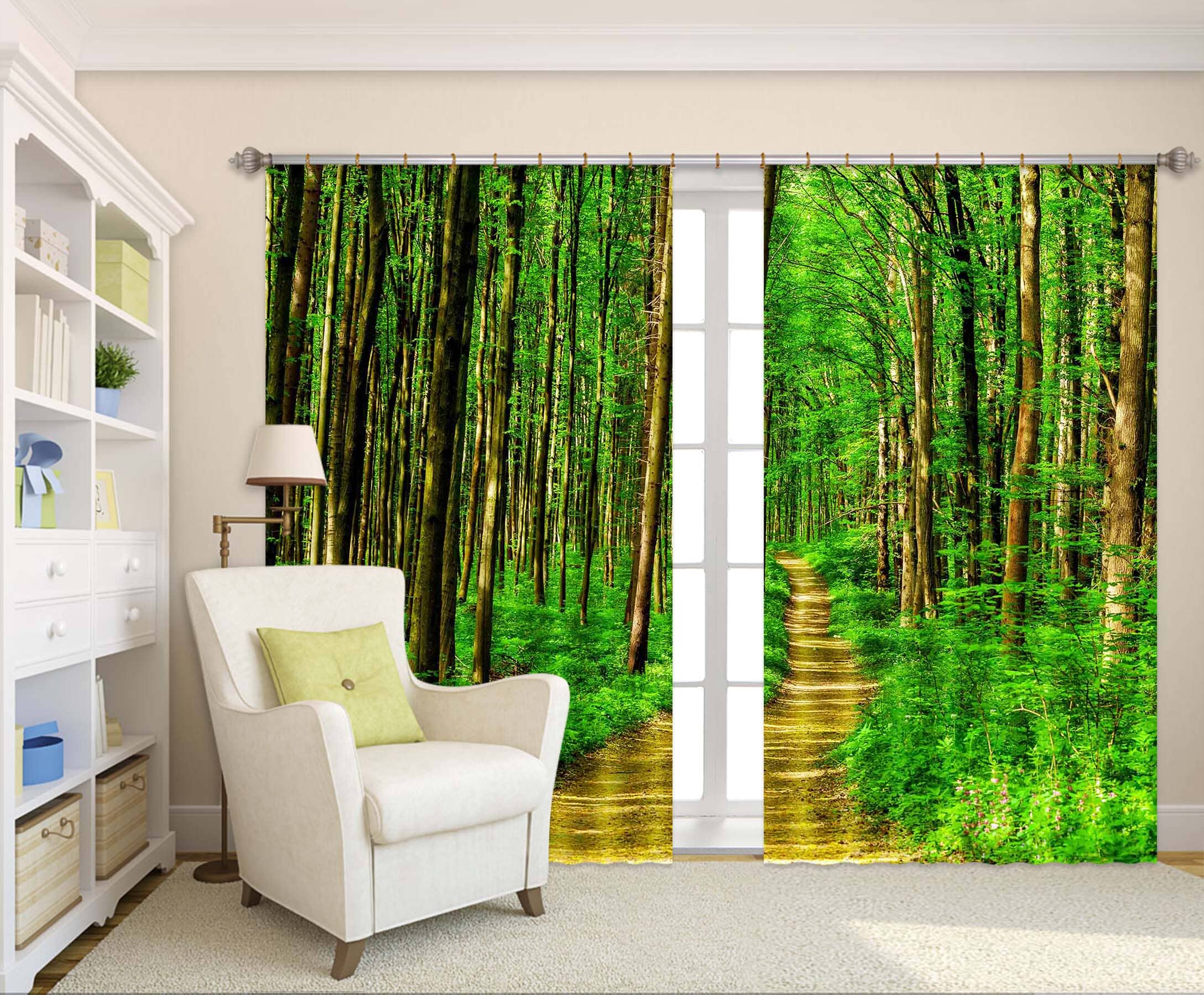 3D Green Forest 809 Curtains Drapes Wallpaper AJ Wallpaper 