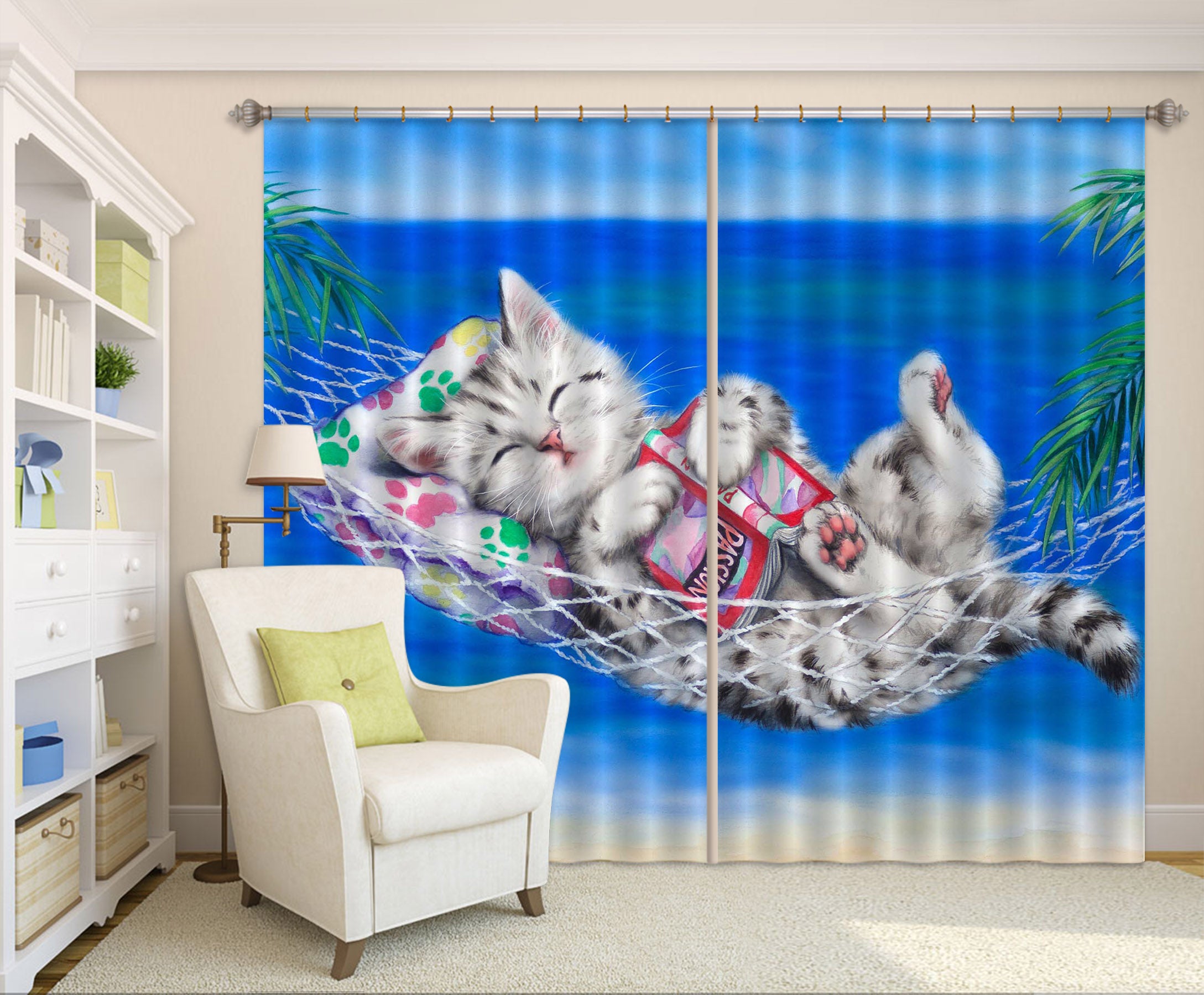 3D Cat Book 9038 Kayomi Harai Curtain Curtains Drapes