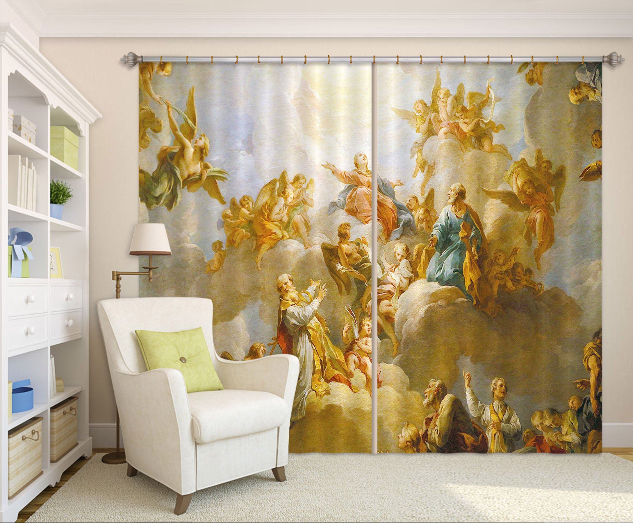 3D White Clouds Cowd 042 Curtains Drapes Curtains AJ Creativity Home 