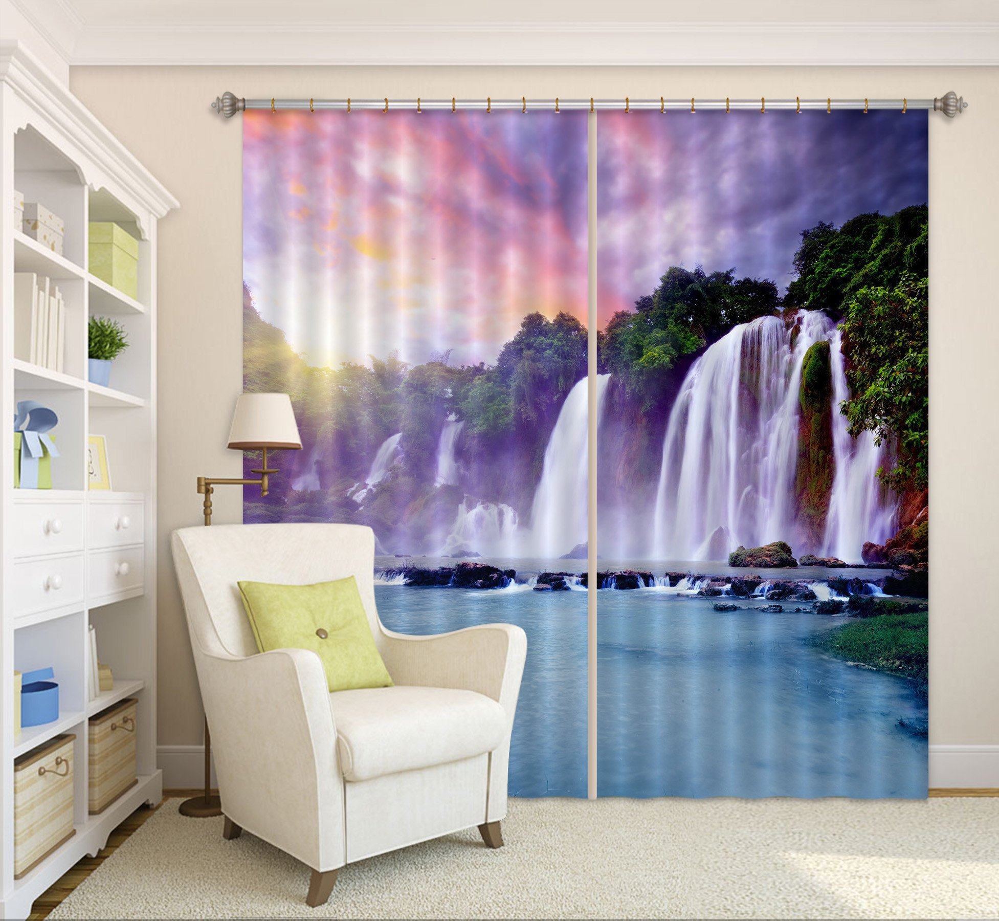 3D Waterfall Lake Curtains Drapes Wallpaper AJ Wallpaper 