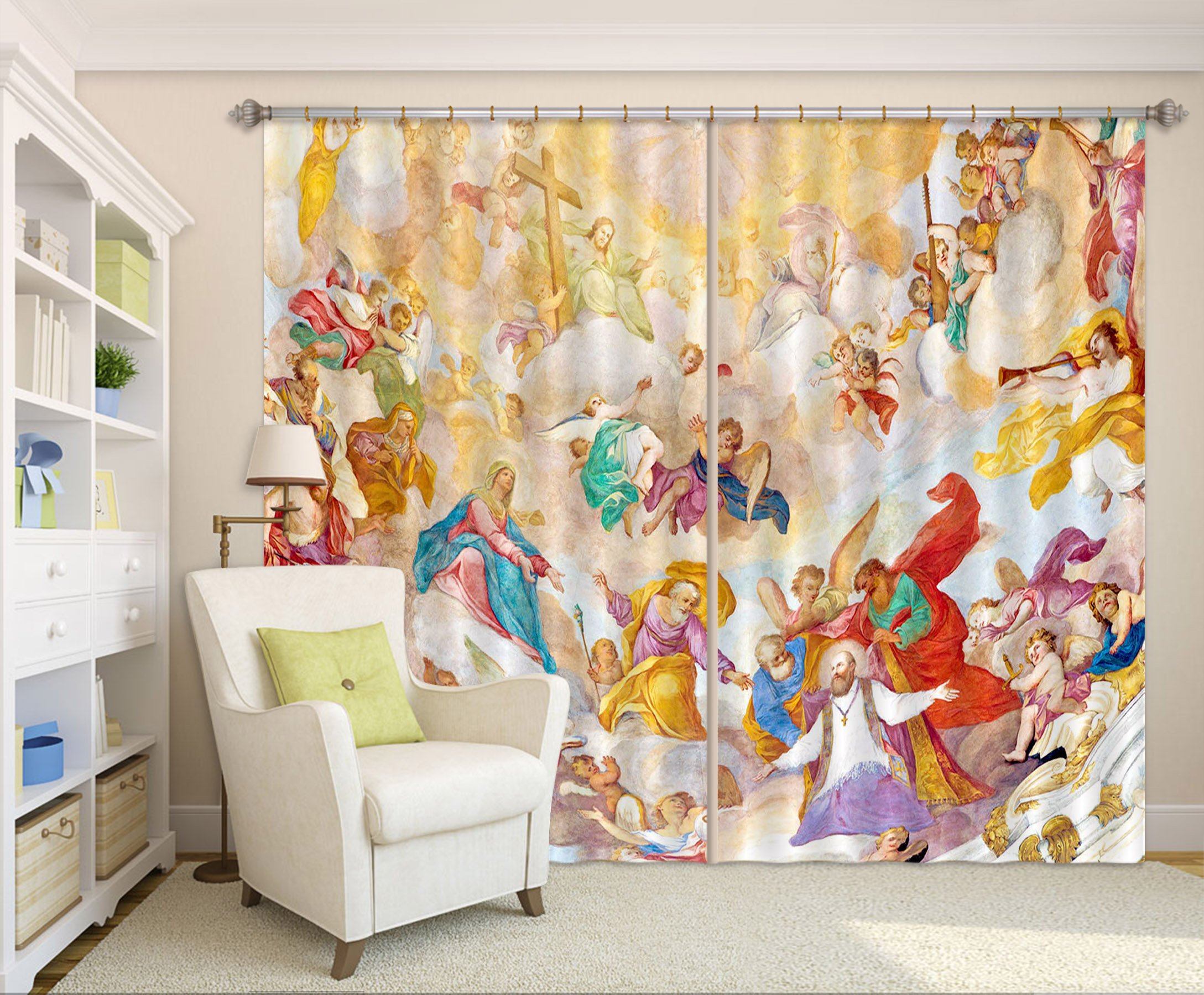 3D Heavenly White Pigeon 039 Curtains Drapes Curtains AJ Creativity Home 