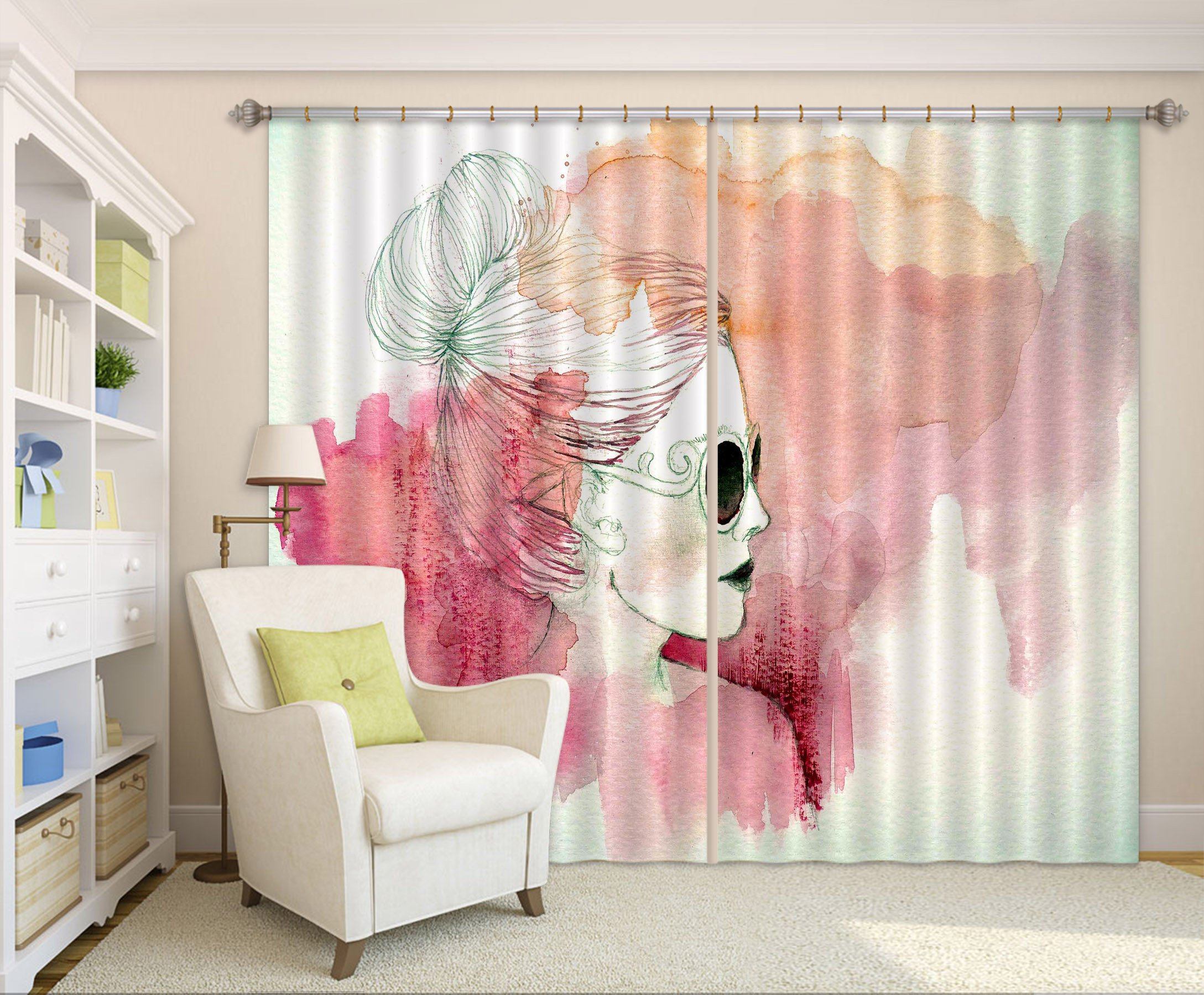 3D Watercolor Woman 24 Curtains Drapes Wallpaper AJ Wallpaper 