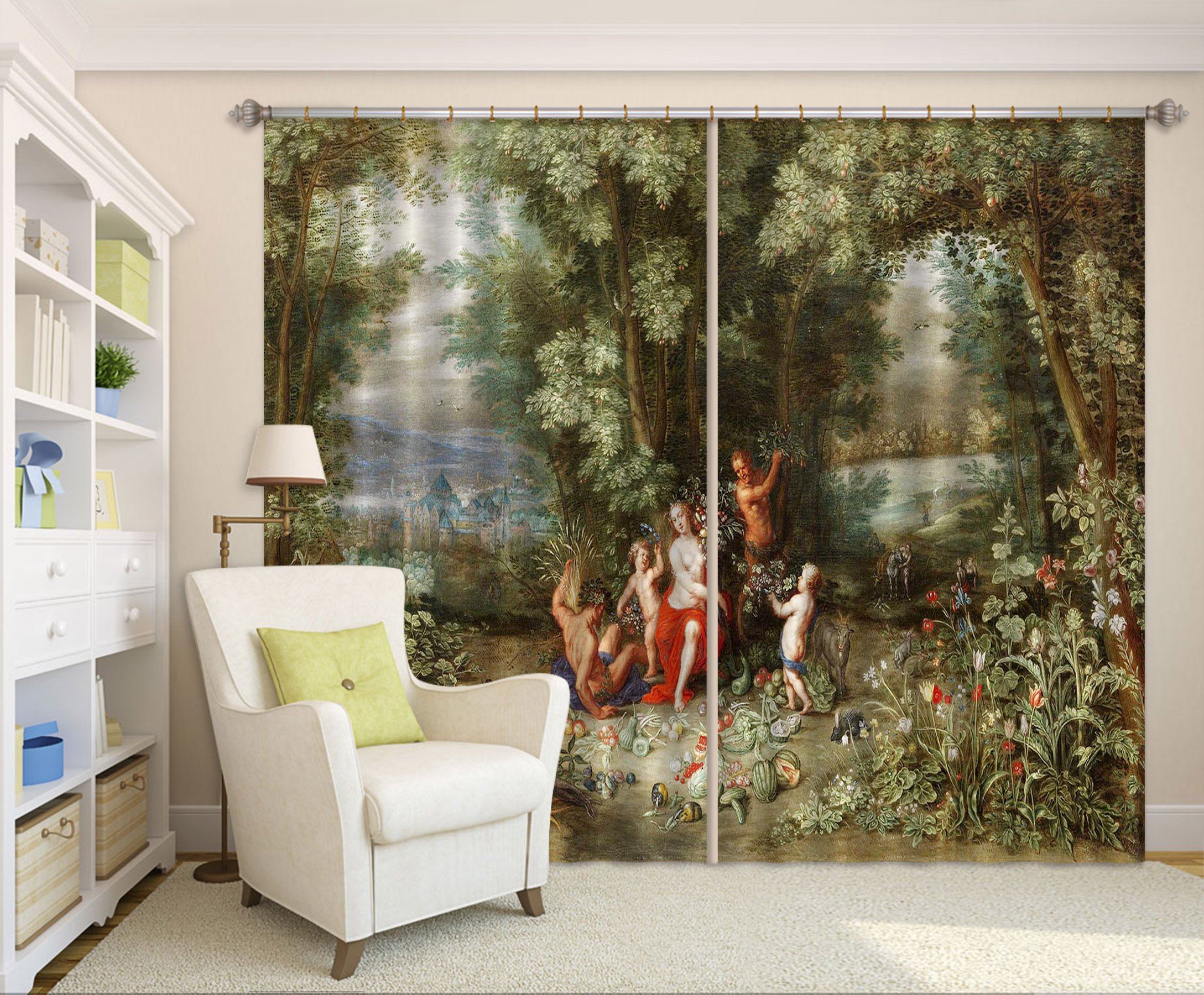 3D Woods Fruit 056 Curtains Drapes Curtains AJ Creativity Home 