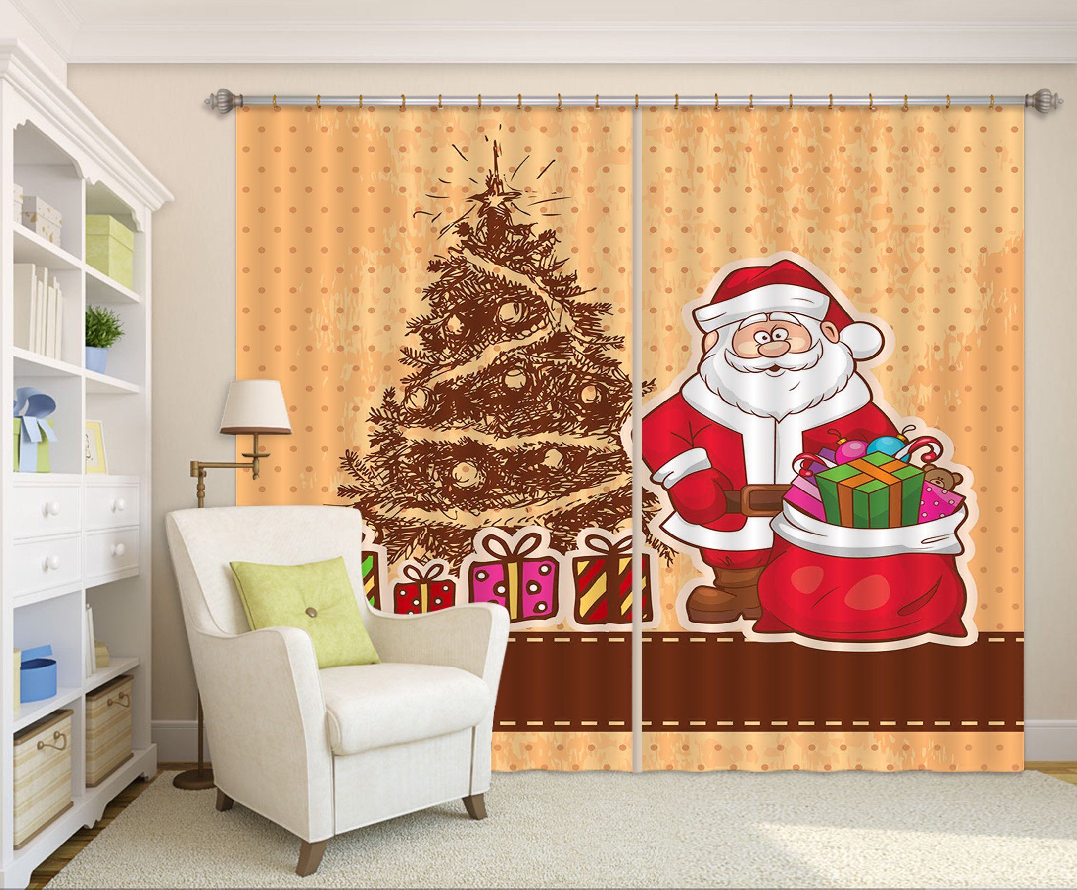 3D Christmas Gift Decoration 59 Curtains Drapes Curtains AJ Creativity Home 