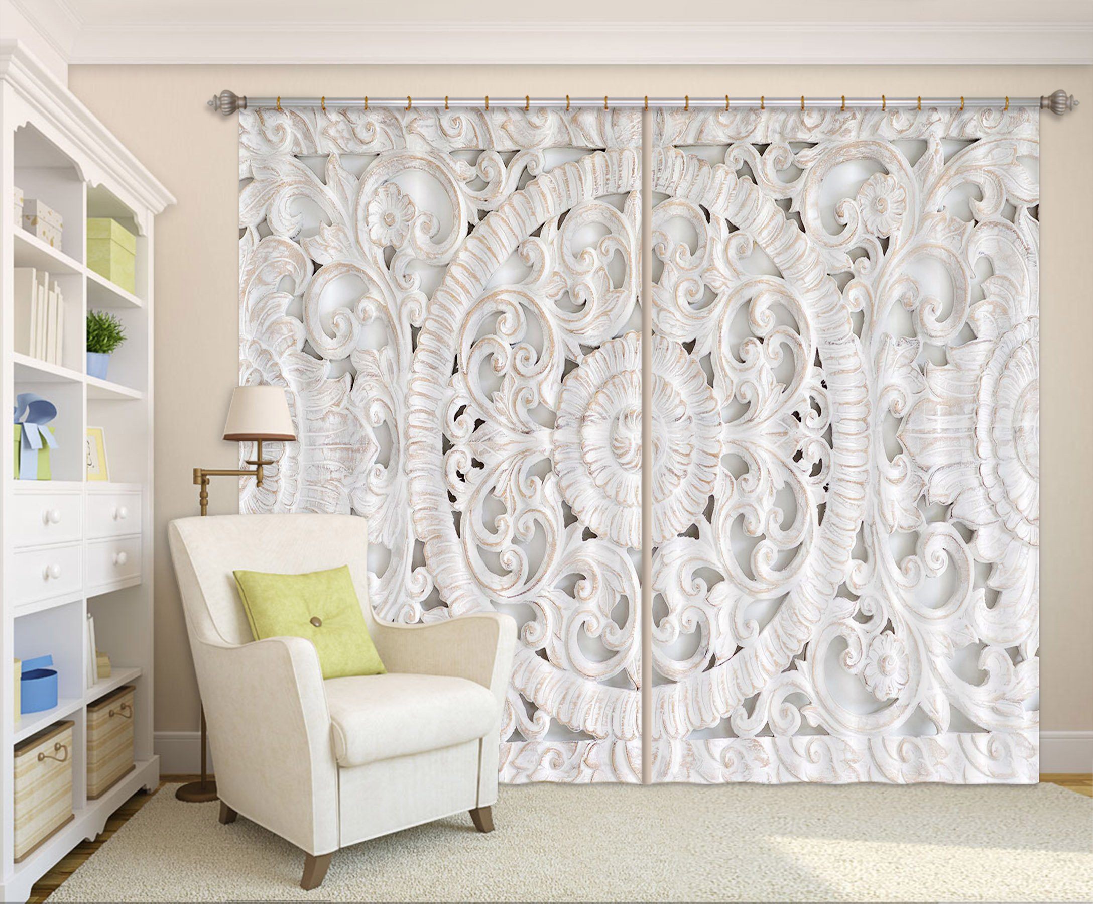 3D Circle Flower Pattern 068 Curtains Drapes Curtains AJ Creativity Home 