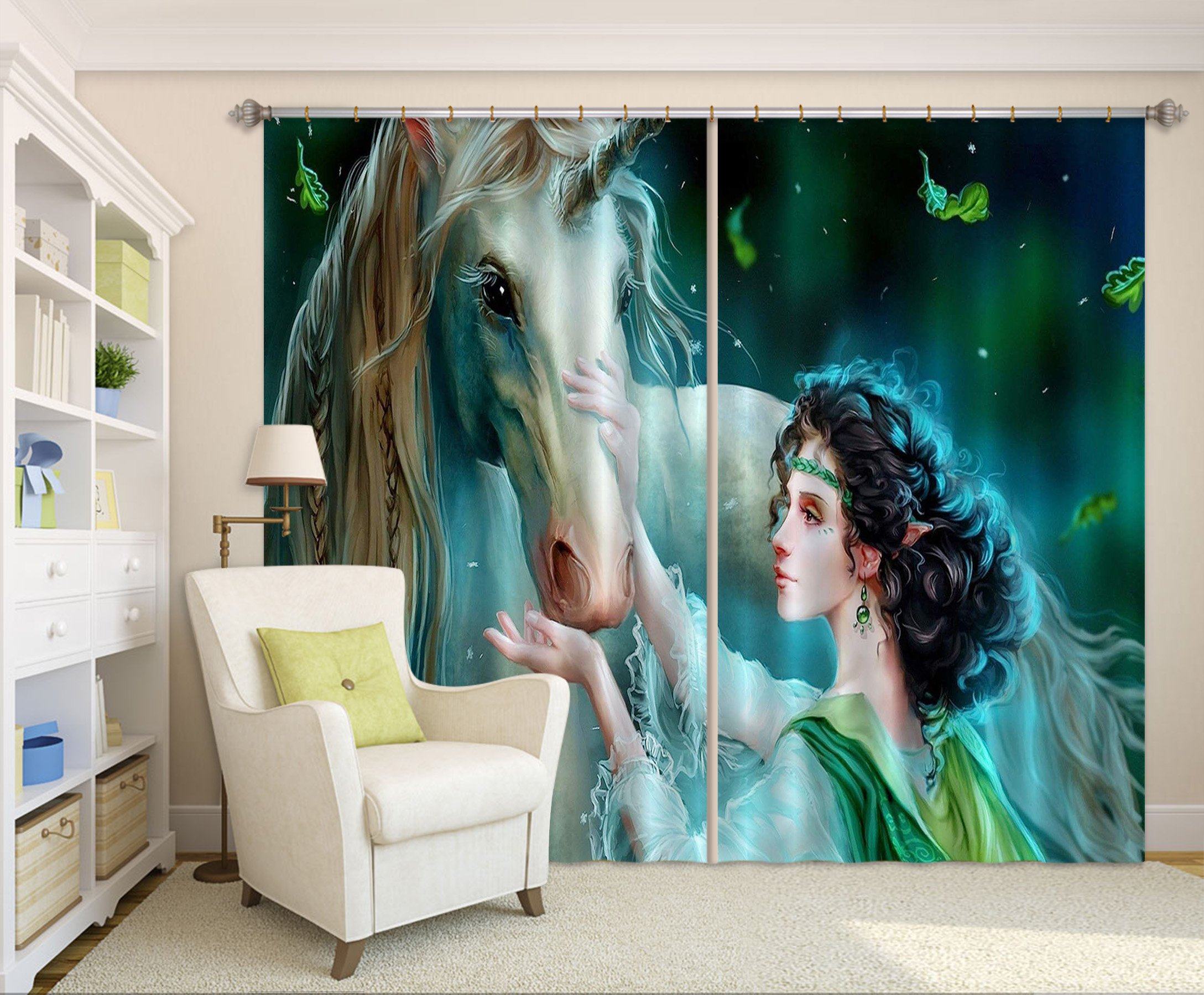 3D Stroke Unicorns 088 Curtains Drapes Curtains AJ Creativity Home 