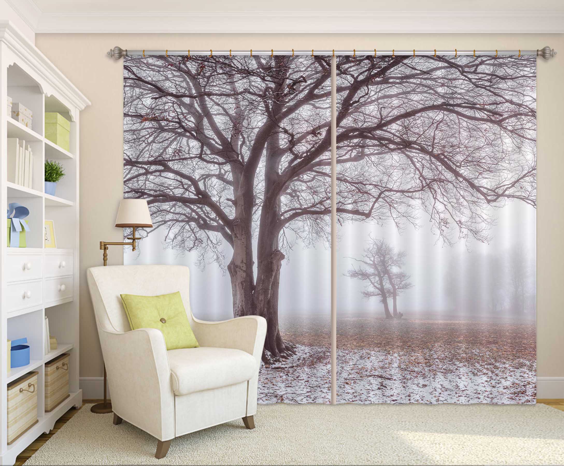 3D Hazy Forest 6368 Assaf Frank Curtain Curtains Drapes