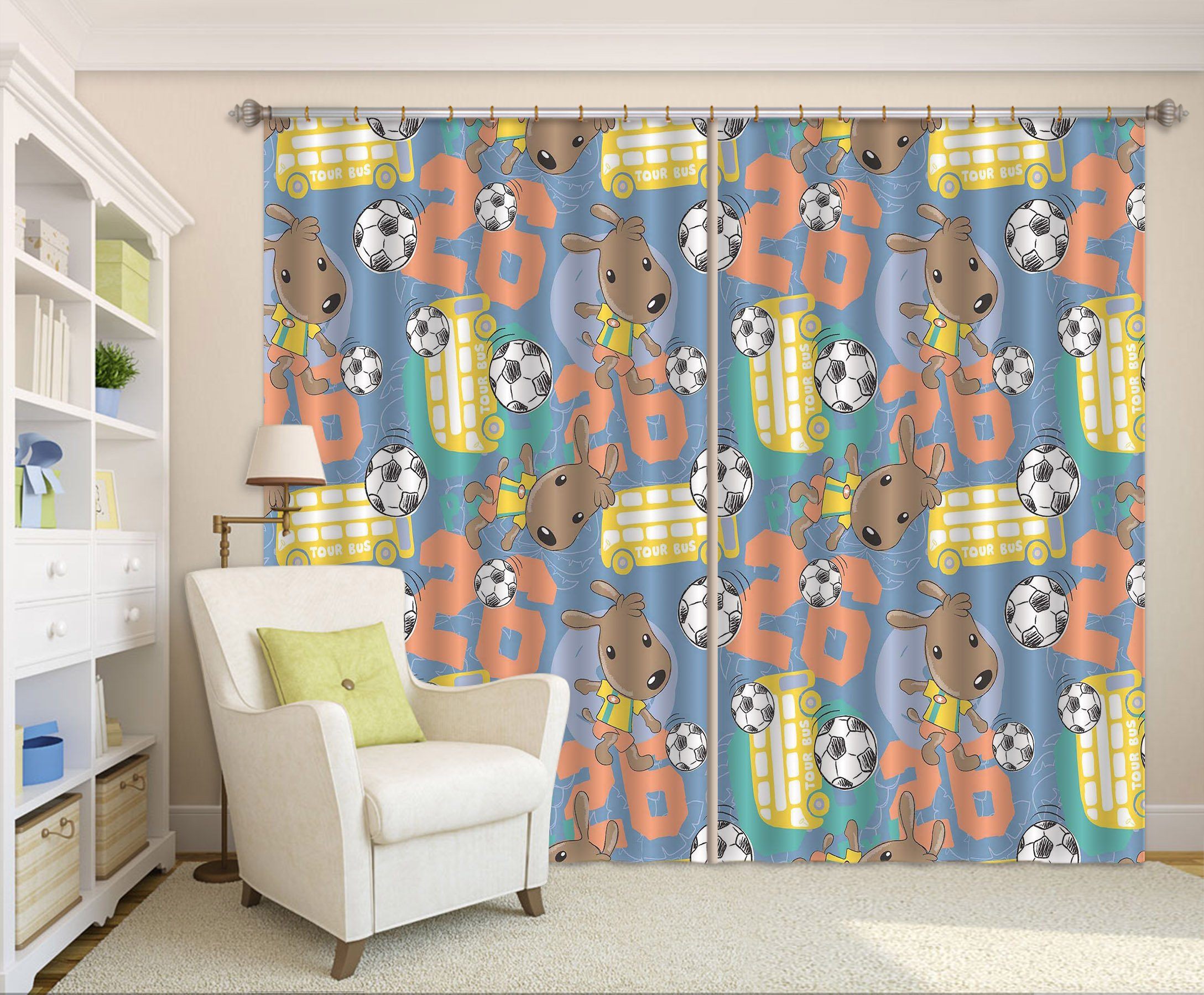 3D Dog Playing Football 2346 Curtains Drapes Wallpaper AJ Wallpaper 