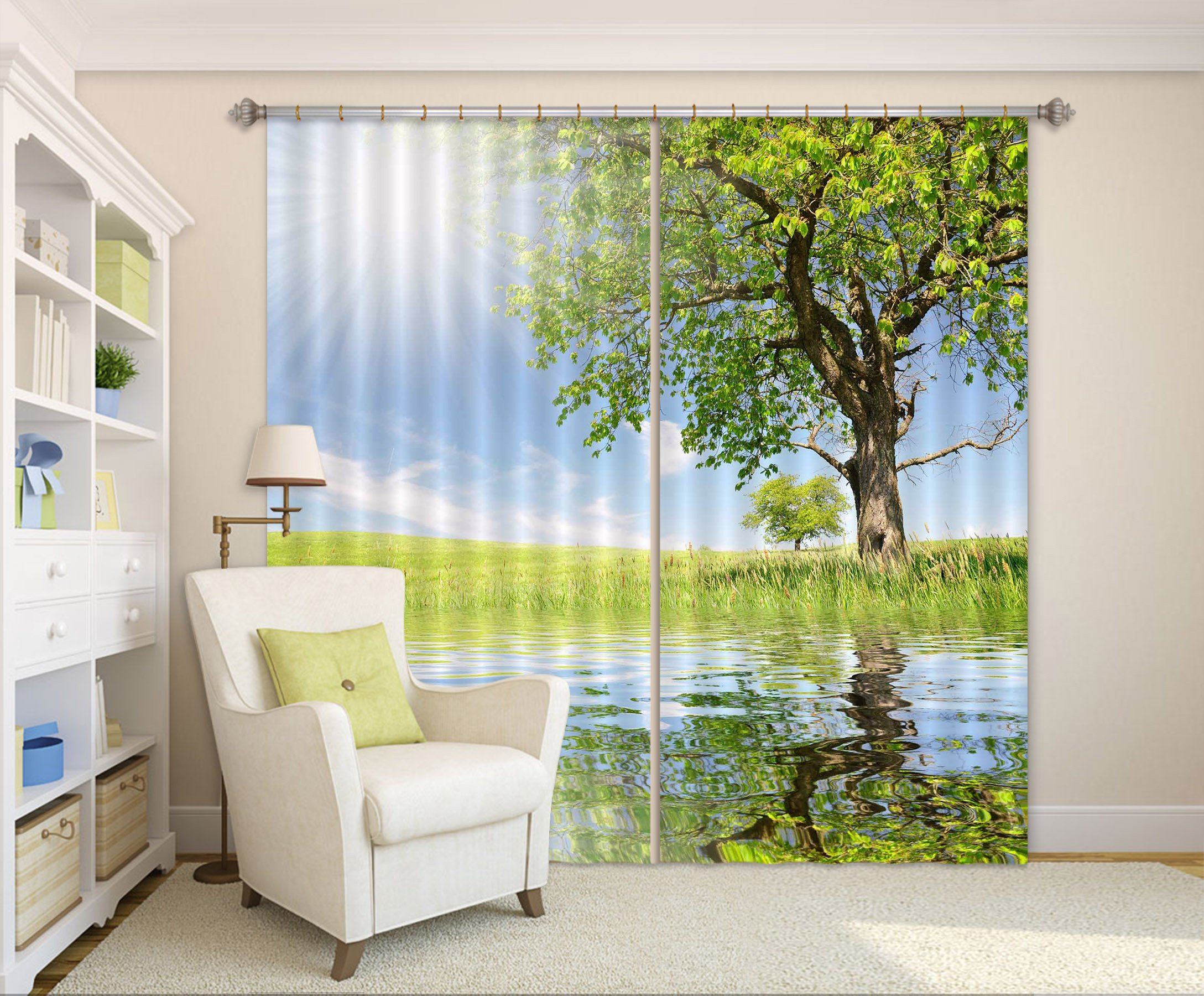 3D Grassland Tree 106 Curtains Drapes Wallpaper AJ Wallpaper 