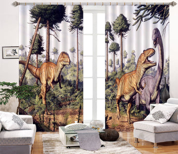 3D Forest Dinosaur Battle 170 Curtains Drapes Curtains AJ Creativity Home 