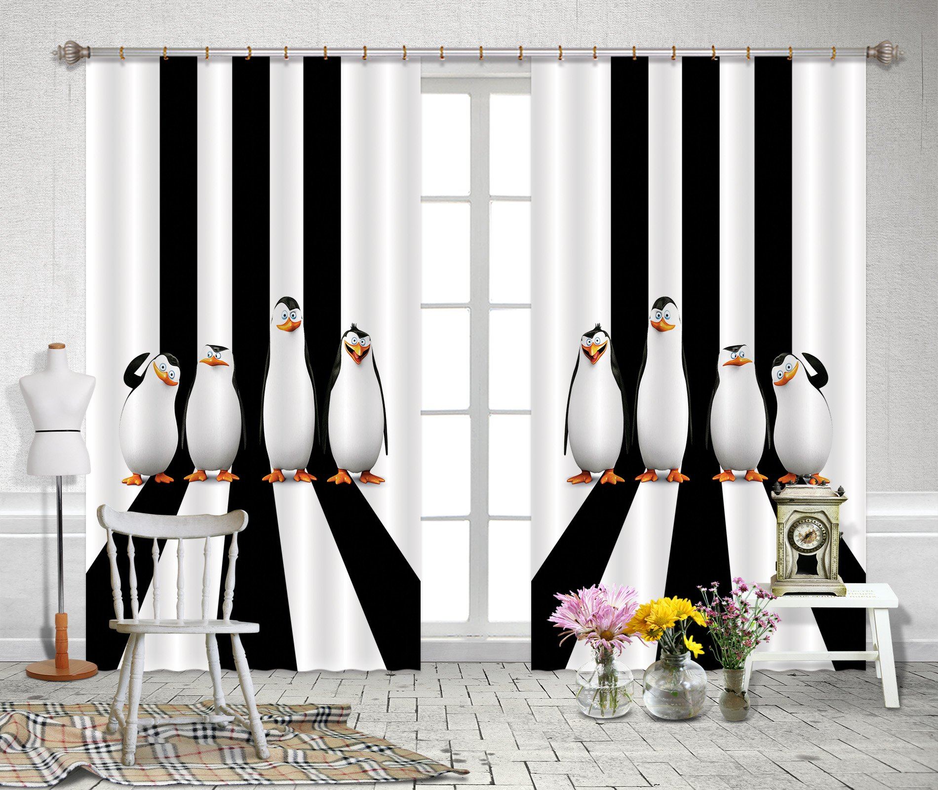 3D Penguins 2380 Curtains Drapes Wallpaper AJ Wallpaper 