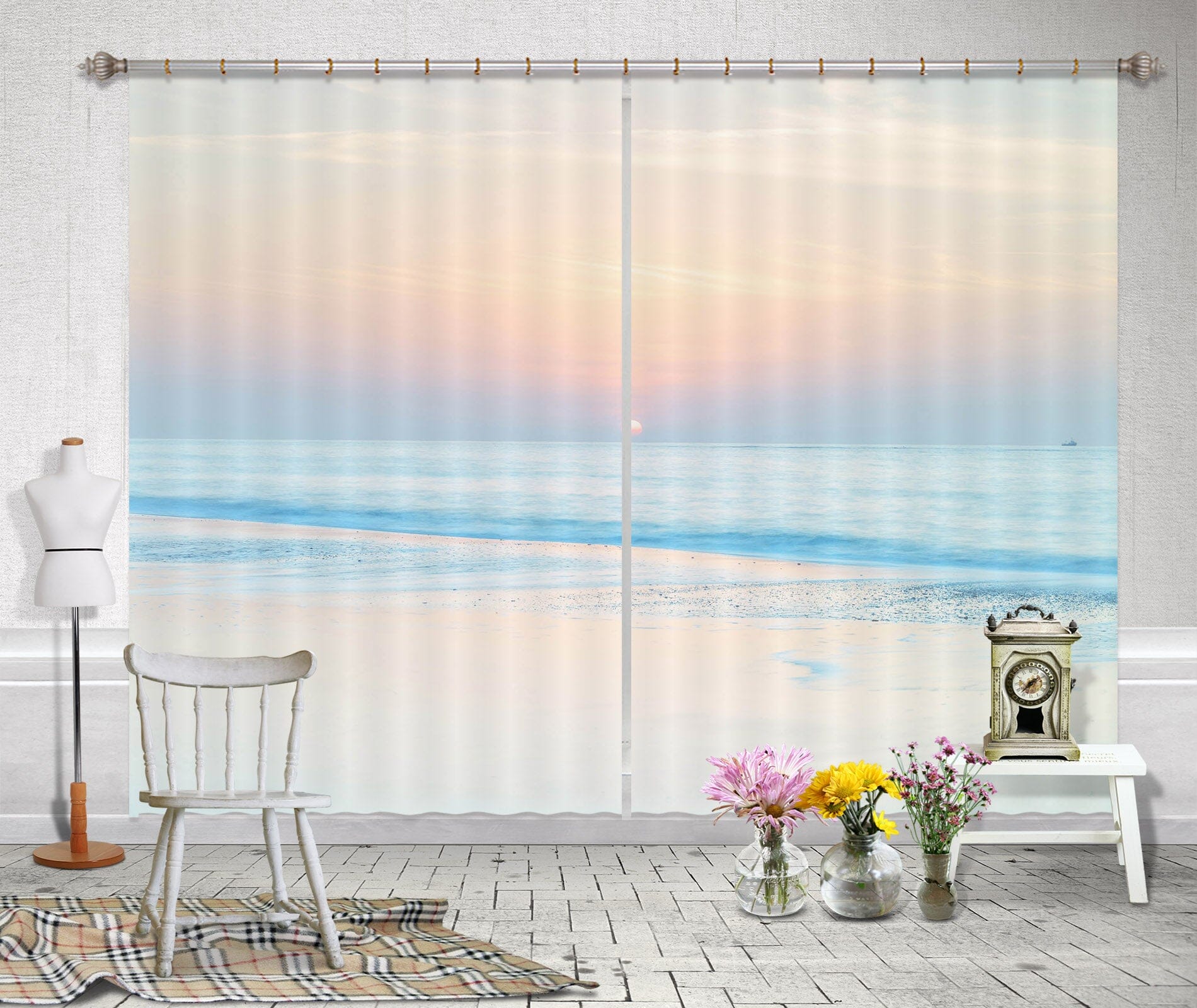 3D Blue Sea 222 Assaf Frank Curtain Curtains Drapes Curtains AJ Creativity Home 