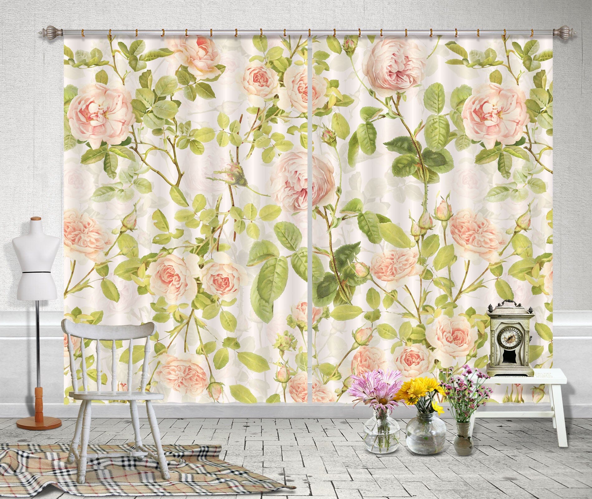 3D Summer Flowers 132 Uta Naumann Curtain Curtains Drapes Curtains AJ Creativity Home 