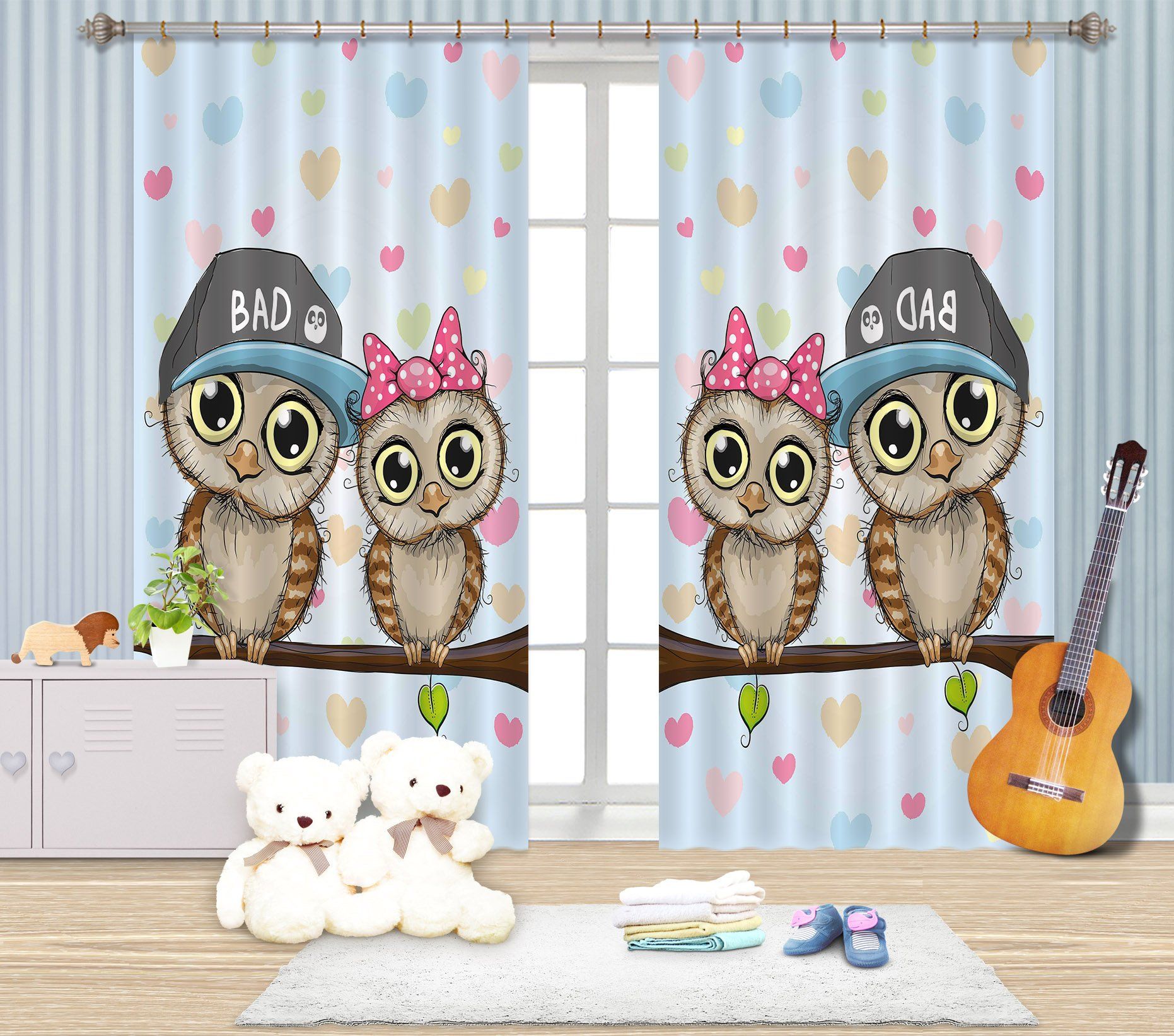 3D Cartoon Birds 2441 Curtains Drapes Wallpaper AJ Wallpaper 