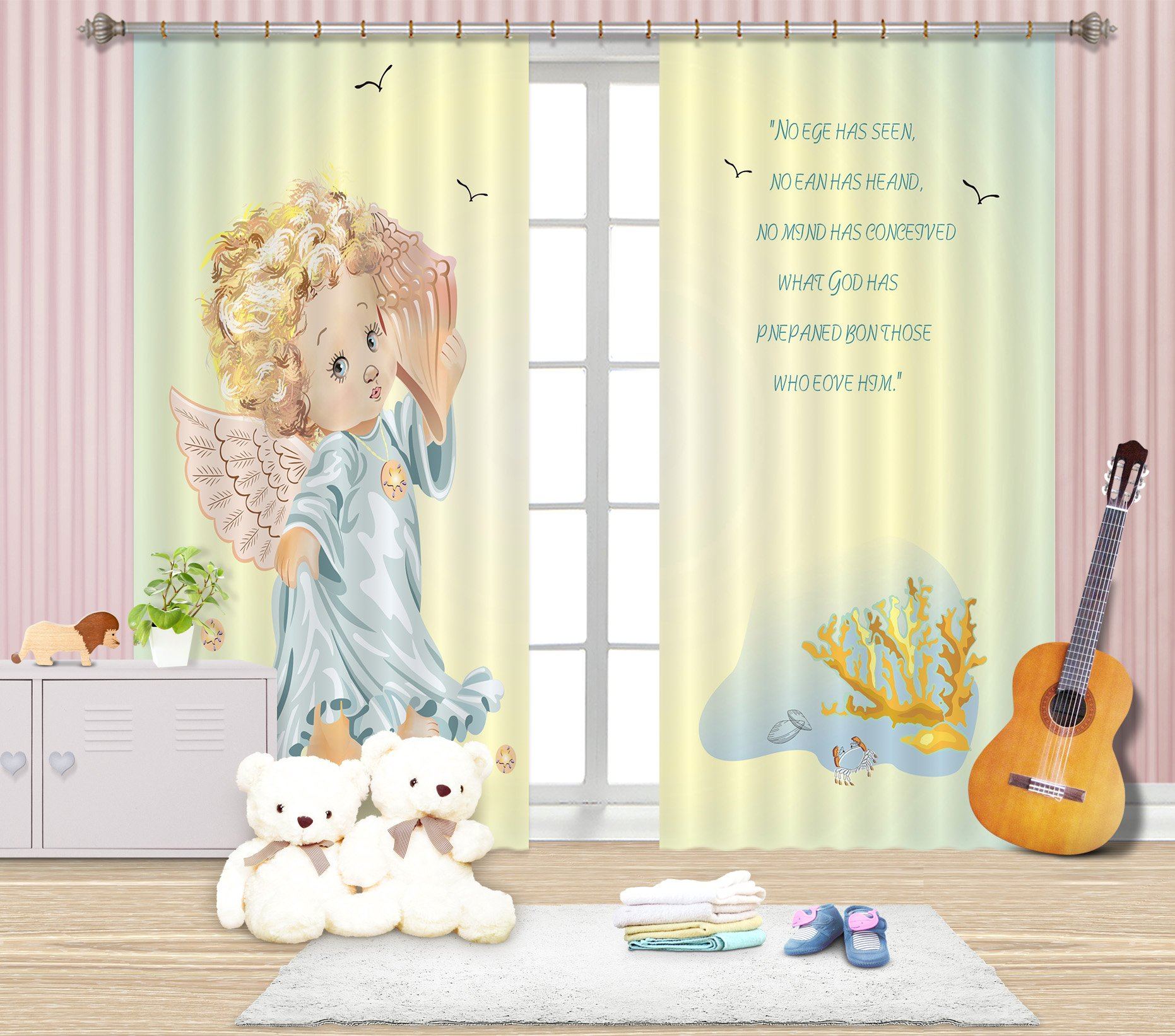 3D Cute Angel 2426 Curtains Drapes Wallpaper AJ Wallpaper 