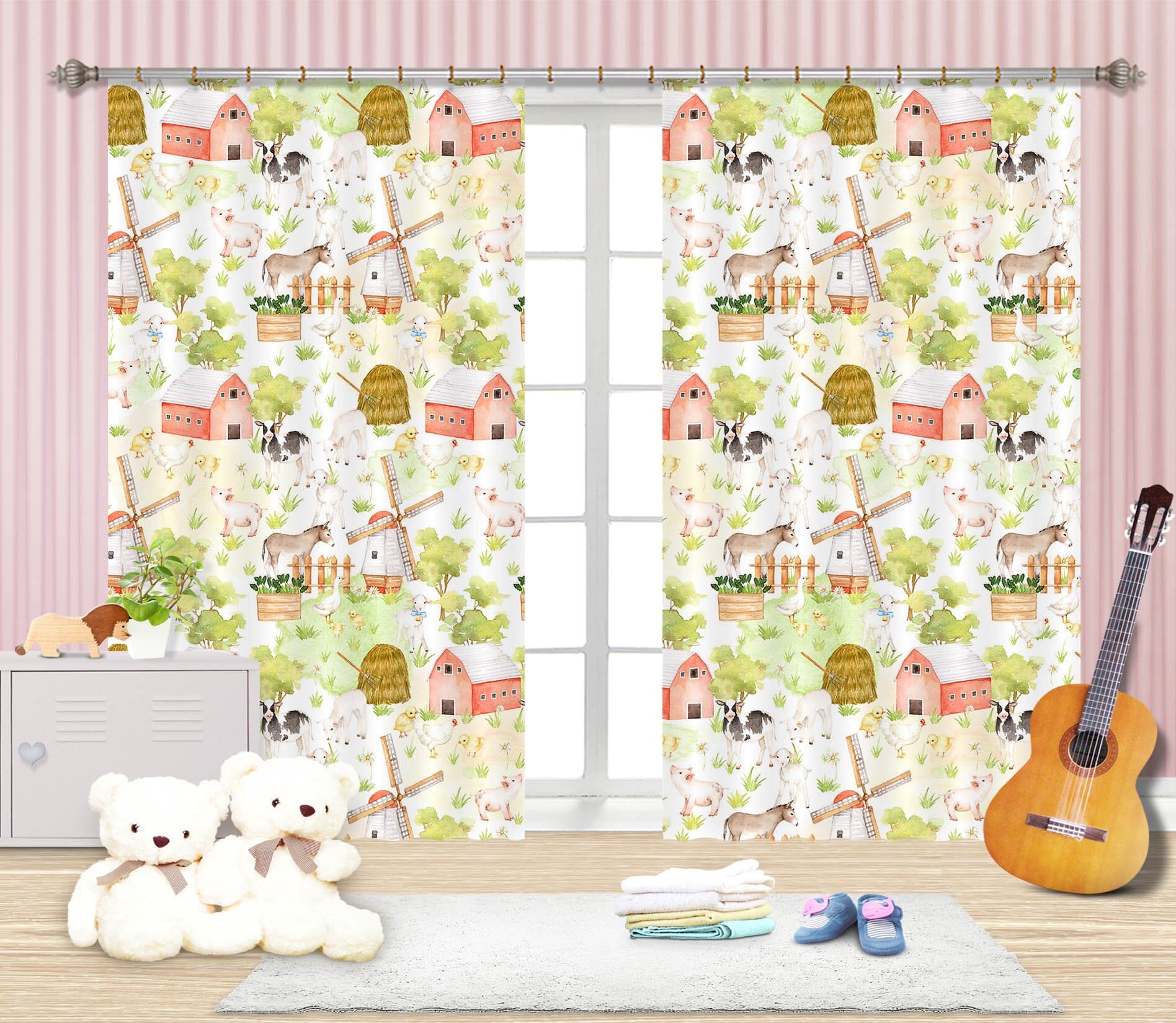 3D Horse Pig 127 Uta Naumann Curtain Curtains Drapes Curtains AJ Creativity Home 