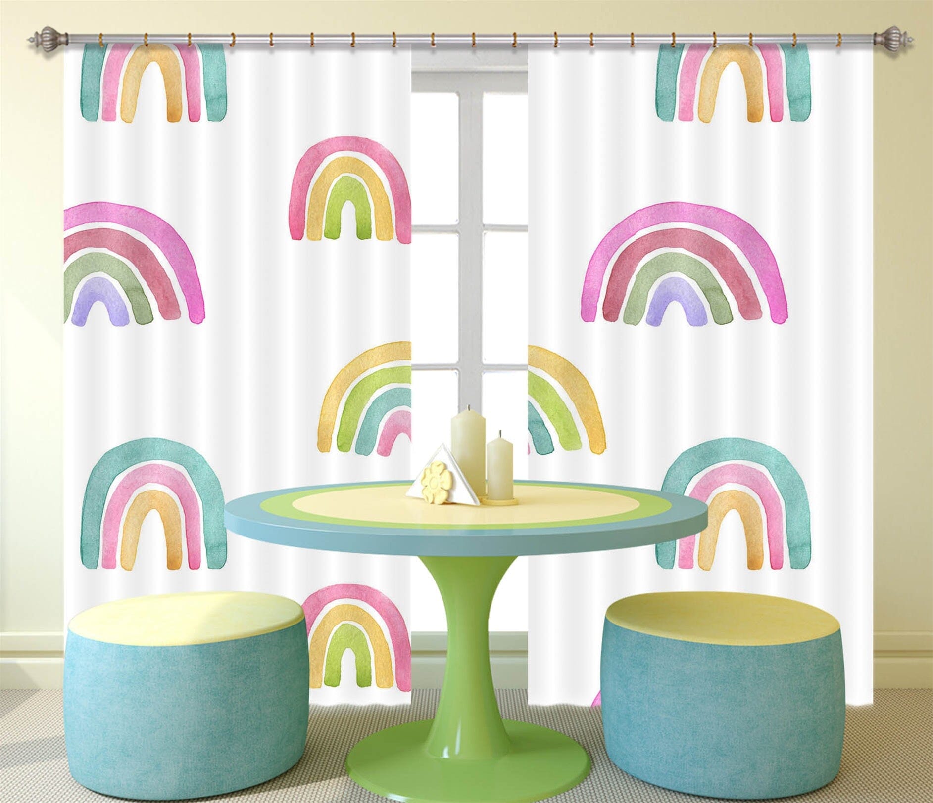 3D Painting Rainbow 120 Uta Naumann Curtain Curtains Drapes Curtains AJ Creativity Home 