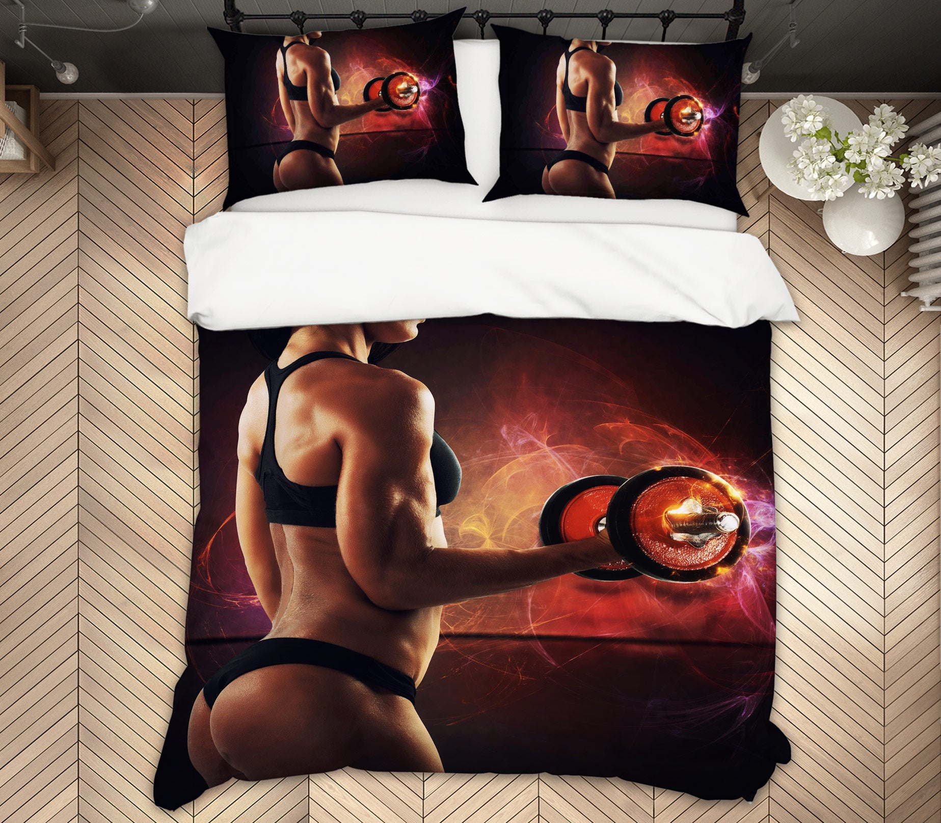 3D Lift Dumbbells 14119 Bed Pillowcases Quilt