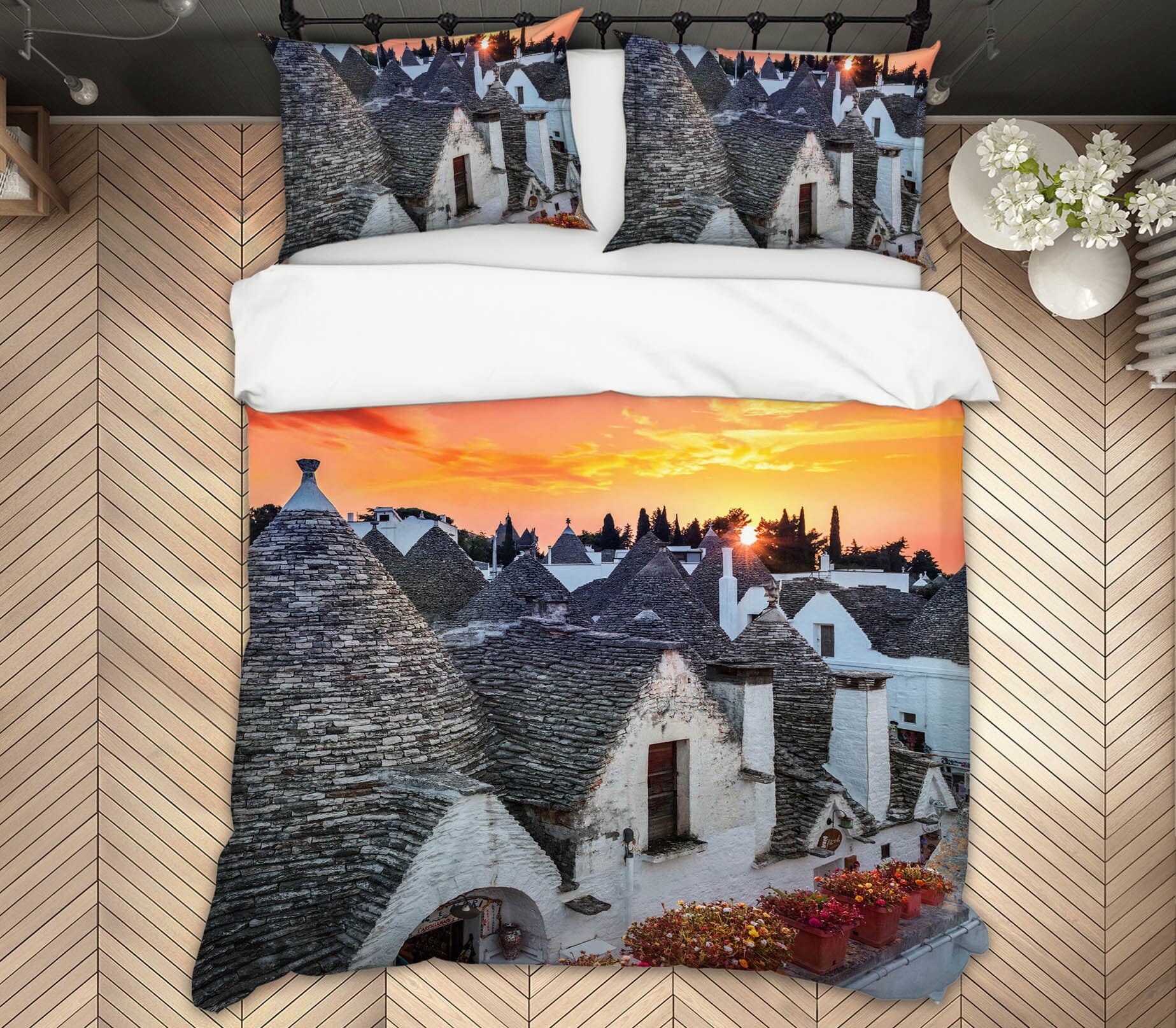 3D Sunrise Village 2101 Marco Carmassi Bedding Bed Pillowcases Quilt Quiet Covers AJ Creativity Home 