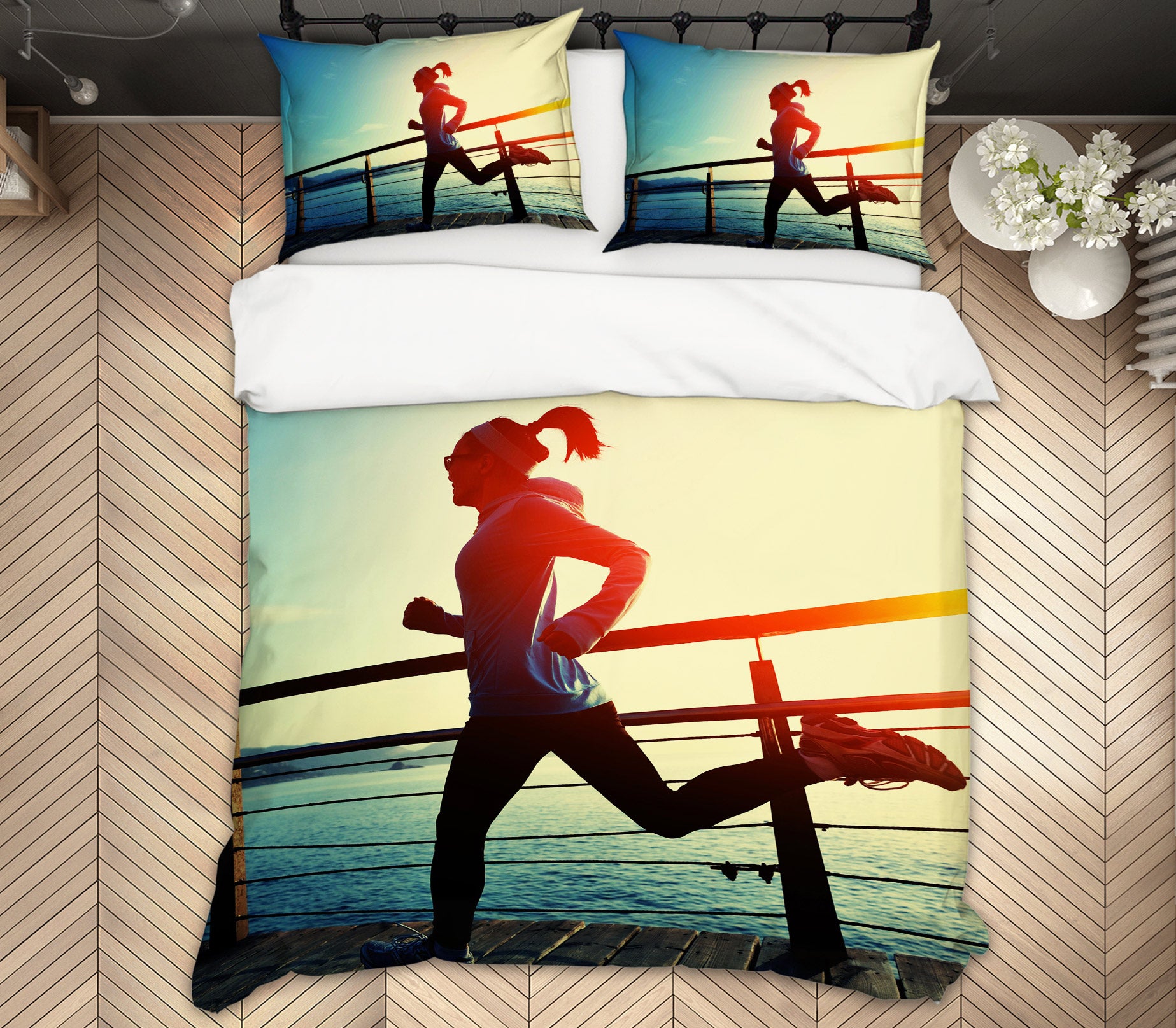 3D Run 14138 Bed Pillowcases Quilt
