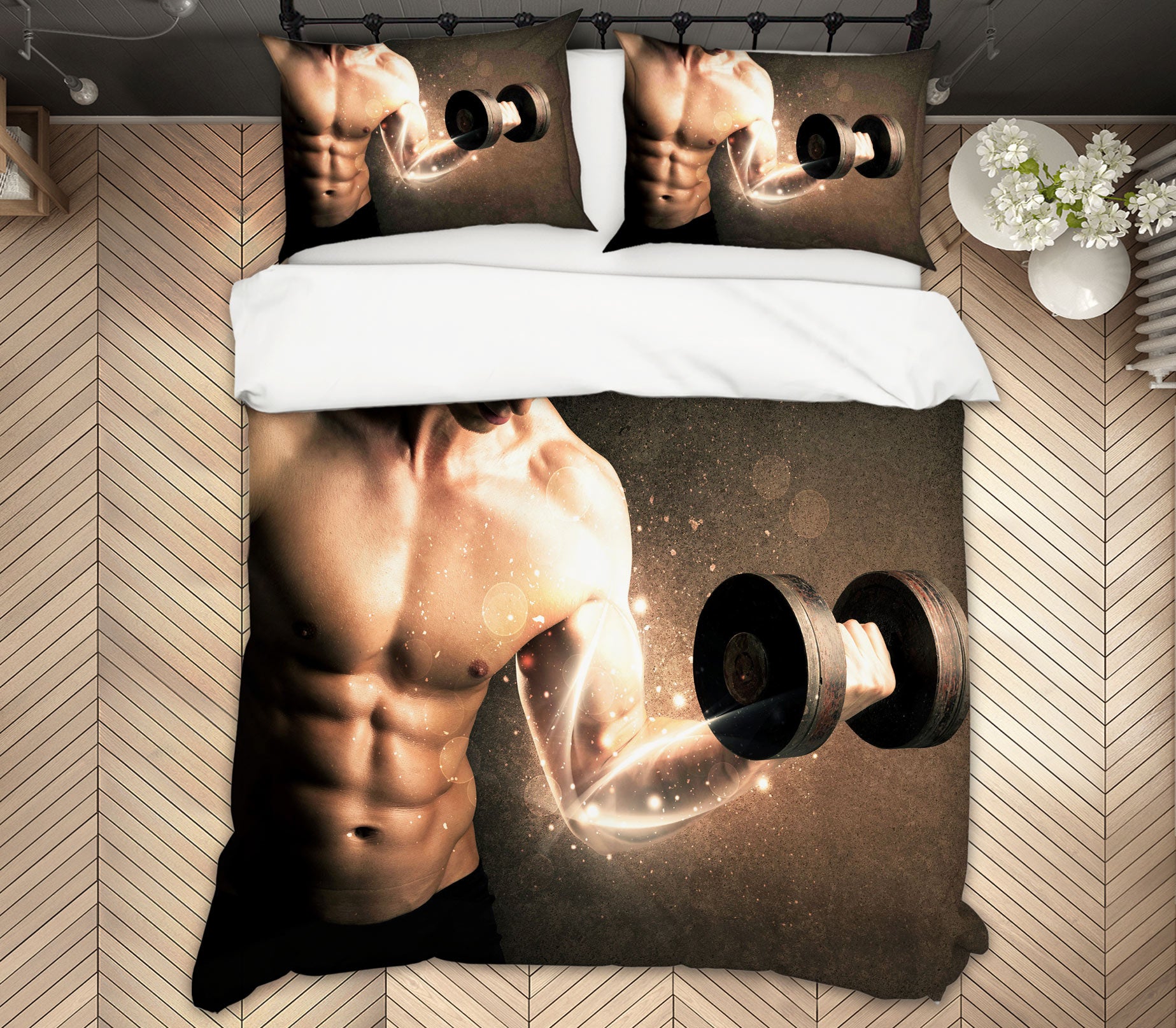 3D Lift Dumbbells 14122 Bed Pillowcases Quilt