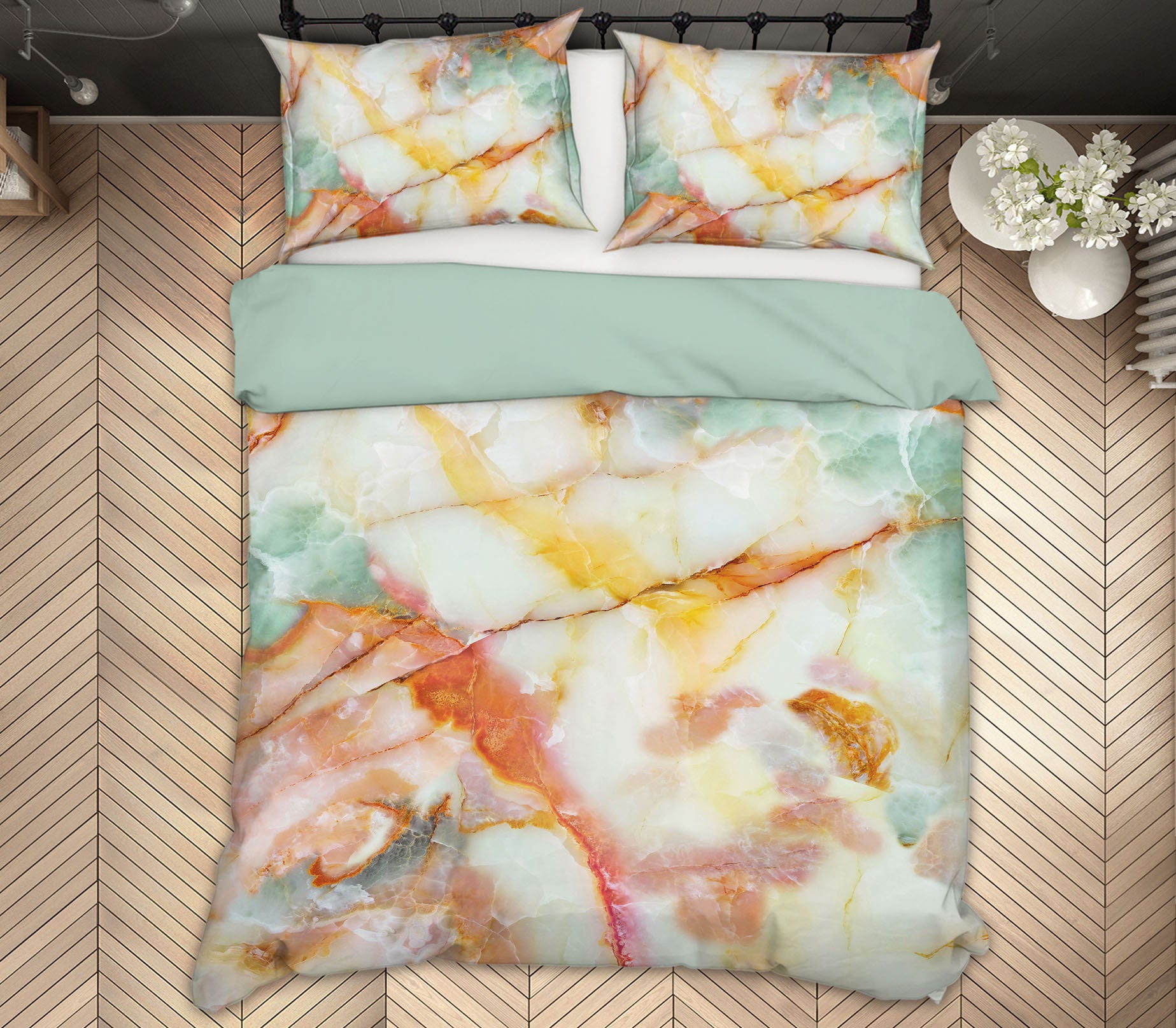 3D Marble Pattern 16007 Bed Pillowcases Quilt