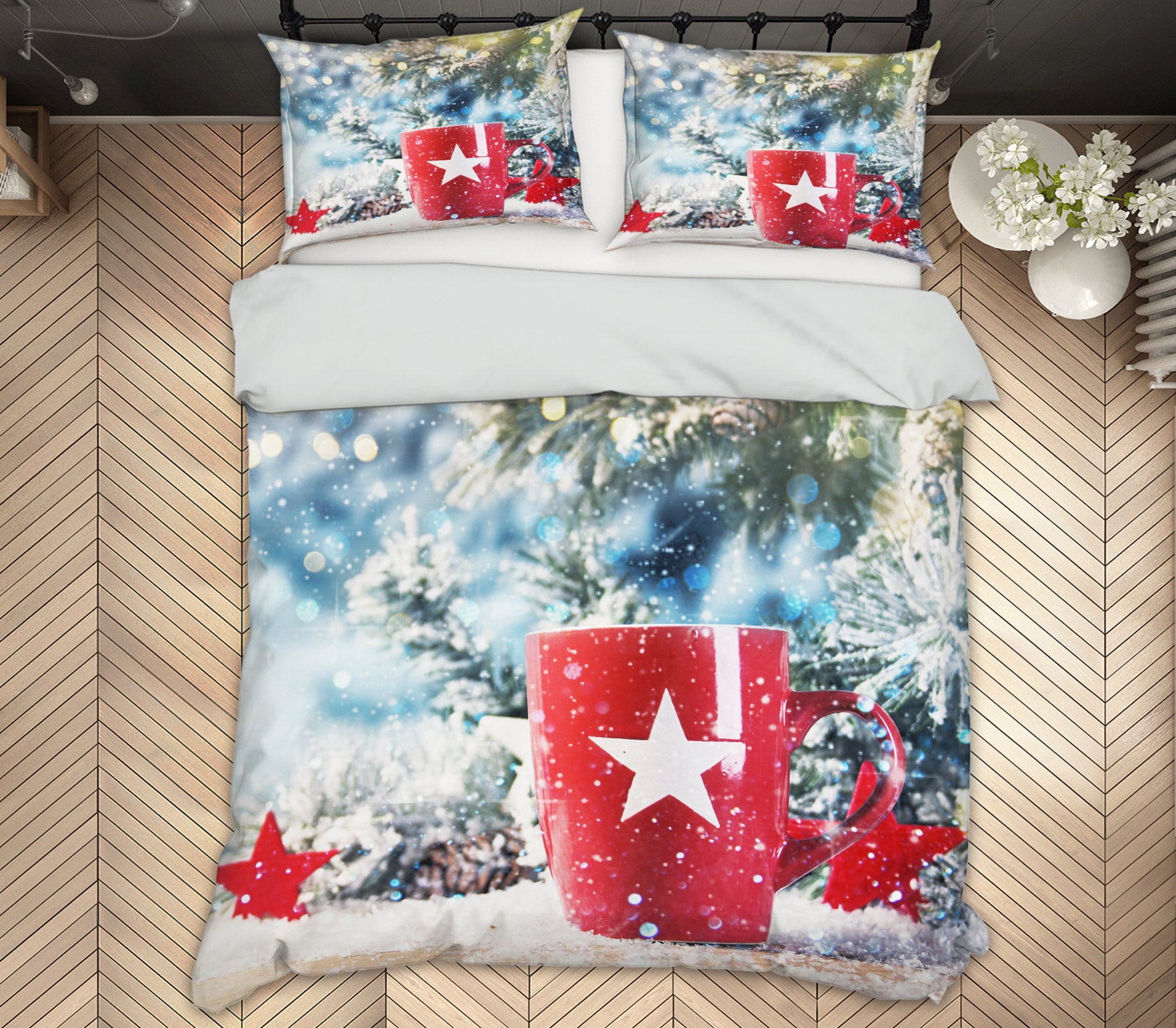 3D Red Water Glass 50046 Christmas Quilt Duvet Cover Xmas Bed Pillowcases