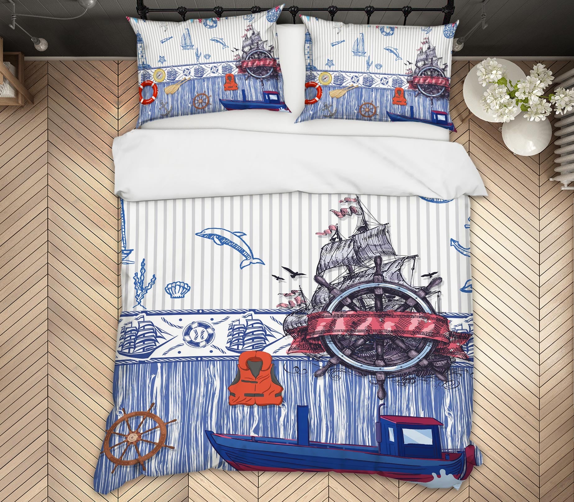 3D Steamship 13011 Bed Pillowcases Quilt