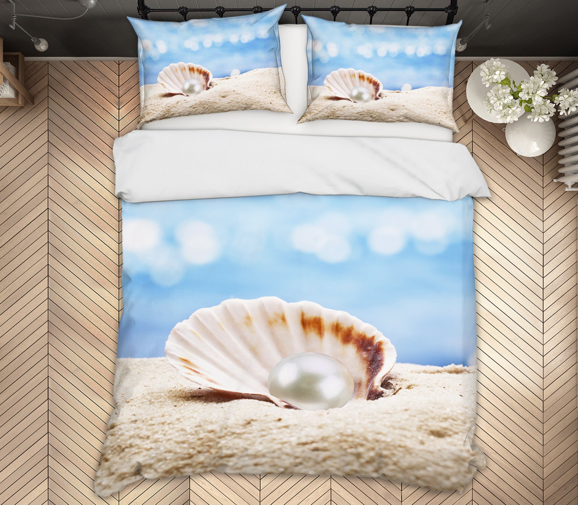 3D Shell Pearl 12197 Bed Pillowcases Quilt
