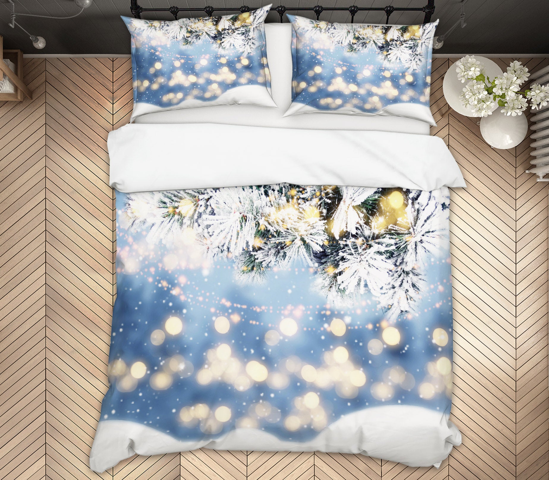 3D Branches Snow 51151 Christmas Quilt Duvet Cover Xmas Bed Pillowcases