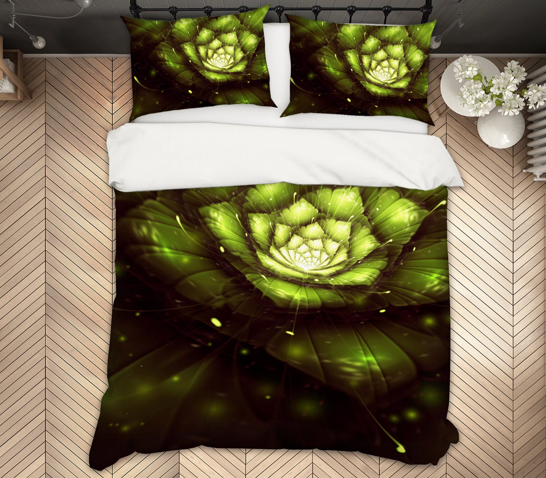 3D Green Flower 12209 Bed Pillowcases Quilt