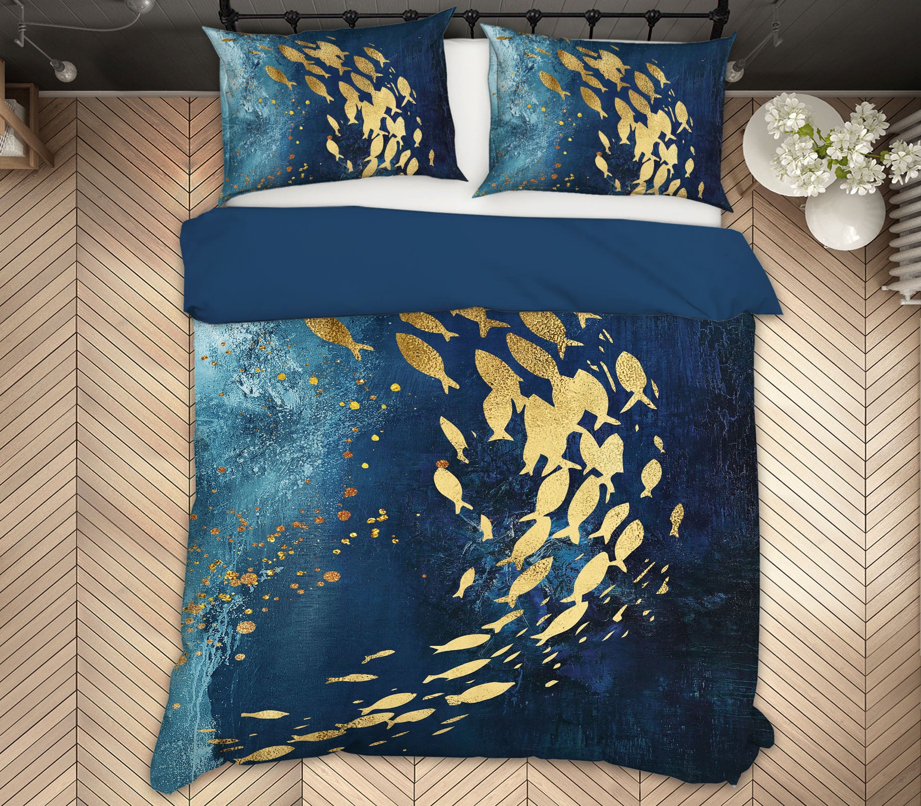 3D School Of Golden Fish 15190 Bed Pillowcases Quilt