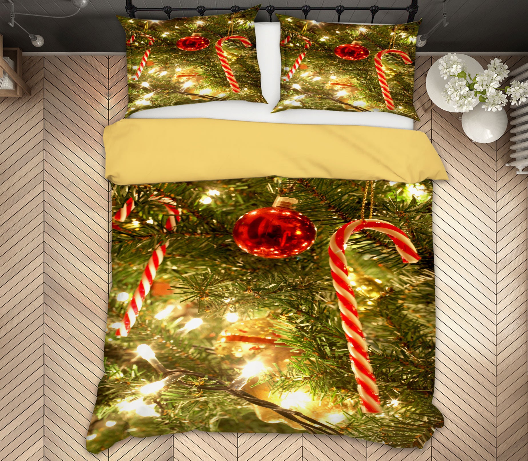 3D Tree Candy Cane 51017 Christmas Quilt Duvet Cover Xmas Bed Pillowcases