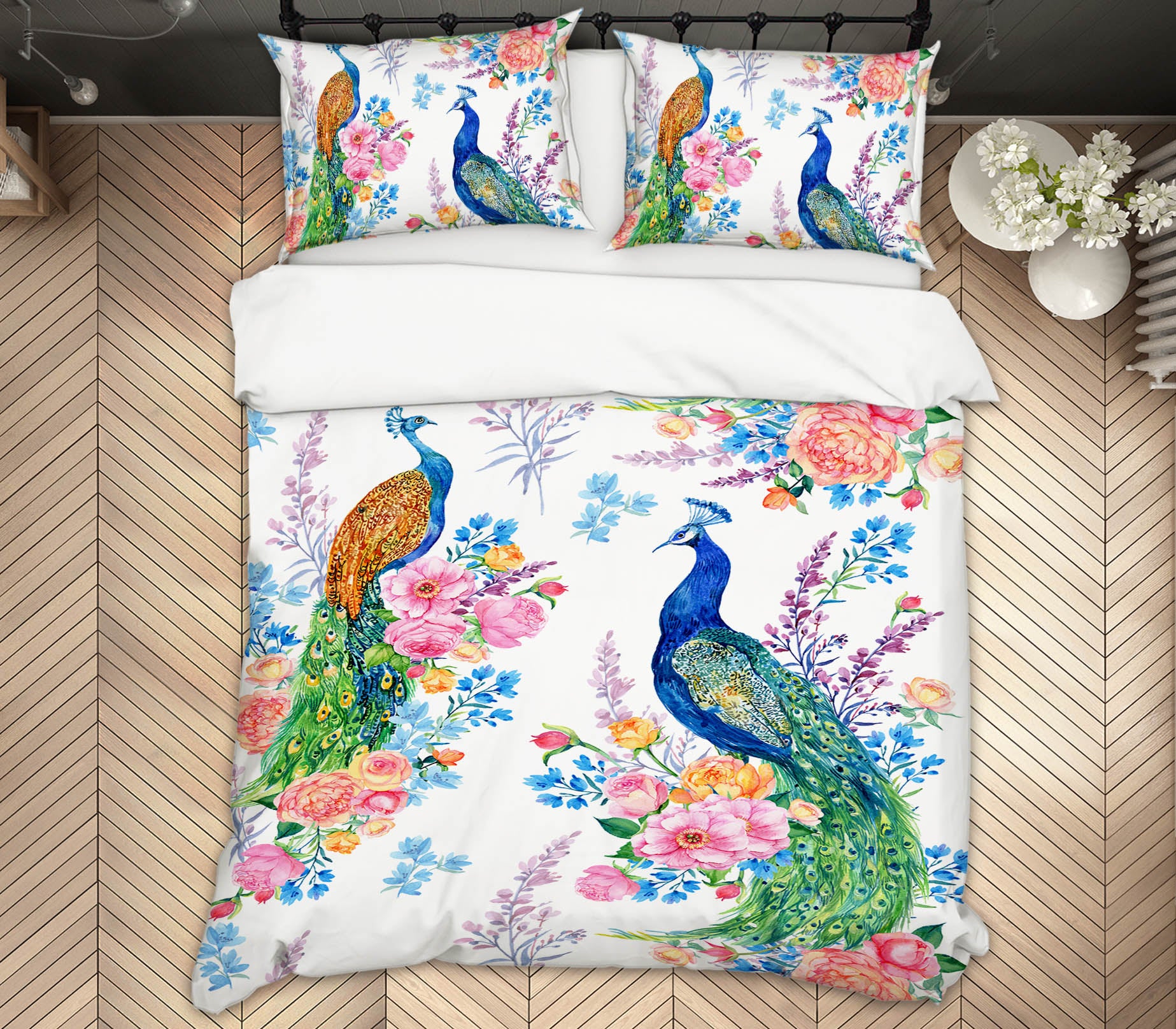 3D Peacock Flowers 15018 Bed Pillowcases Quilt